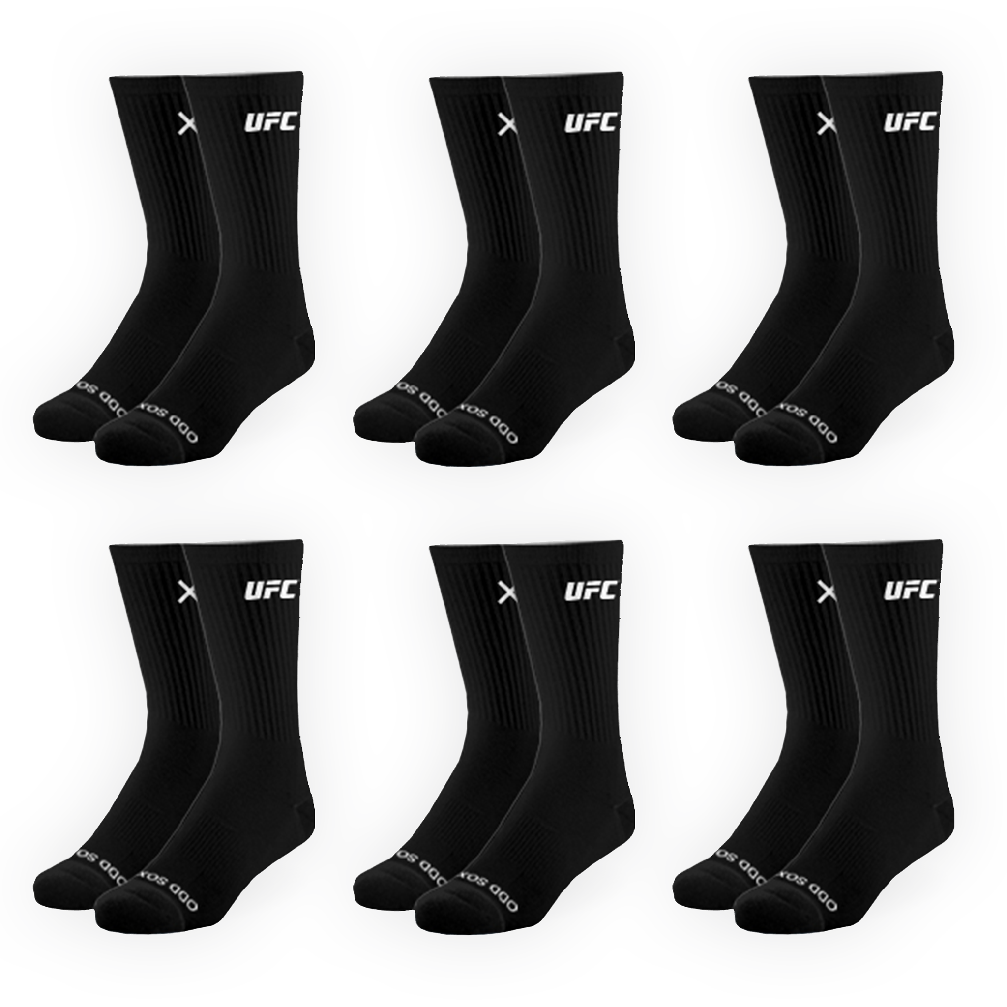 UFC Logo Men's Crew Socks - Black 6-Pack