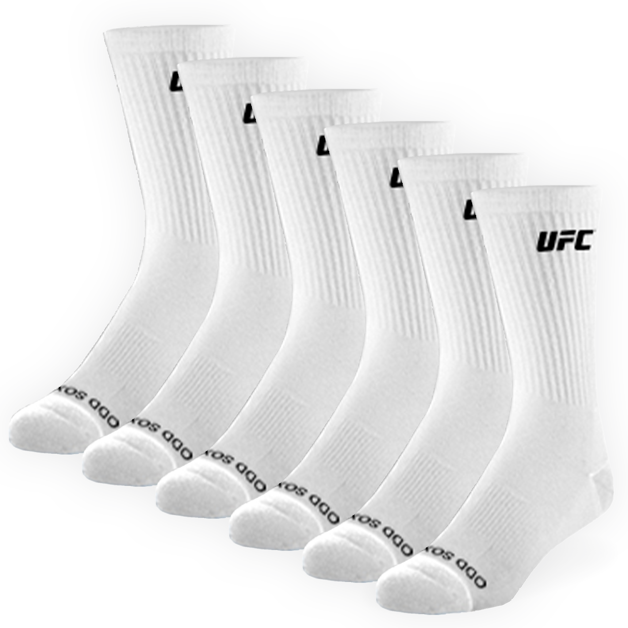 UFC Logo Men's Crew Socks - White 6-Pack