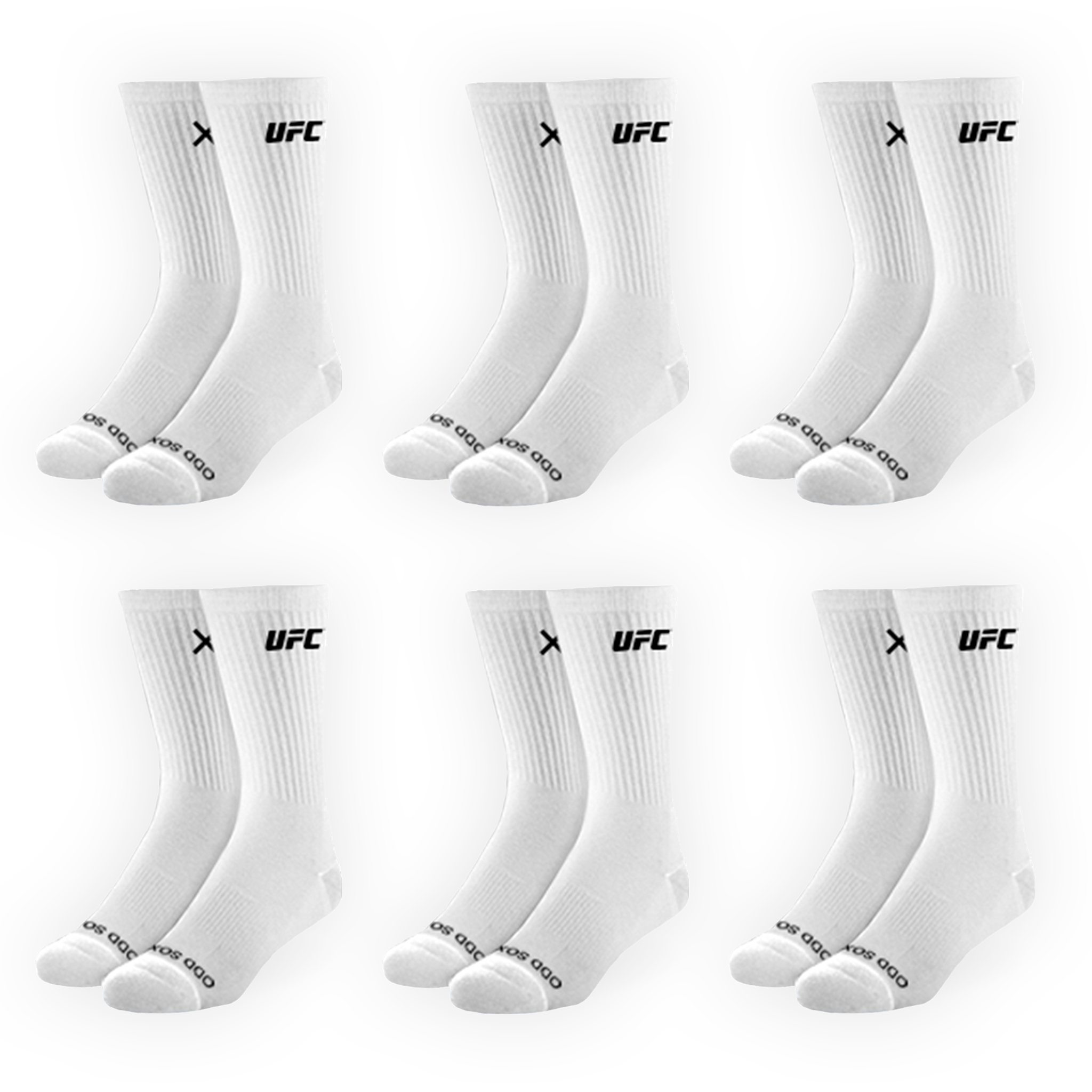 UFC Logo Men's Crew Socks - White 6-Pack