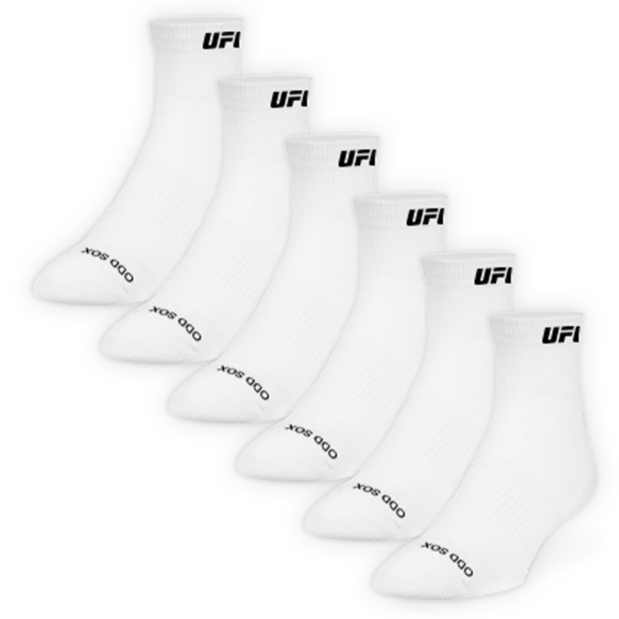 UFC Logo Men's Quarter Socks - White 6-Pack