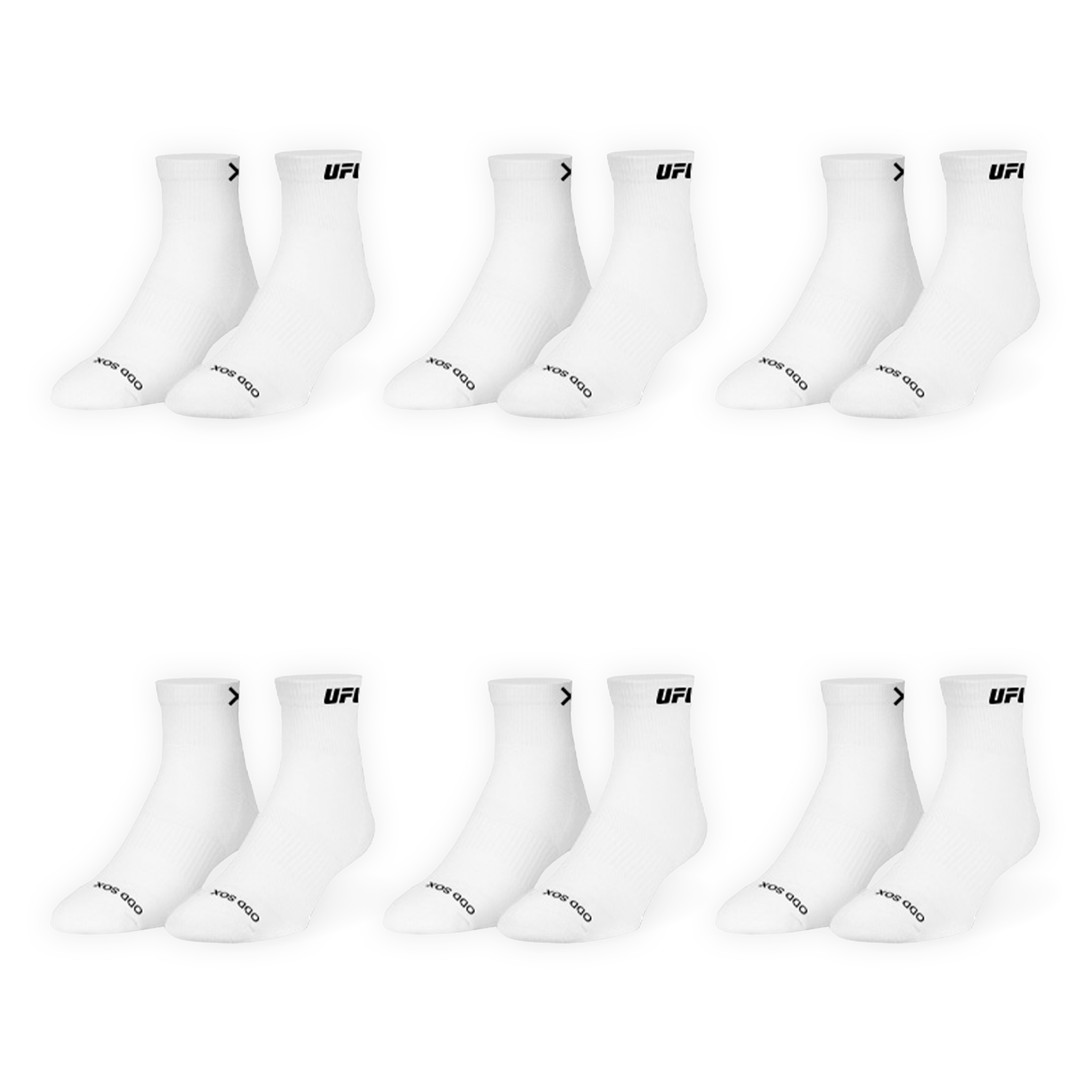 UFC Logo Men's Quarter Socks - White 6-Pack