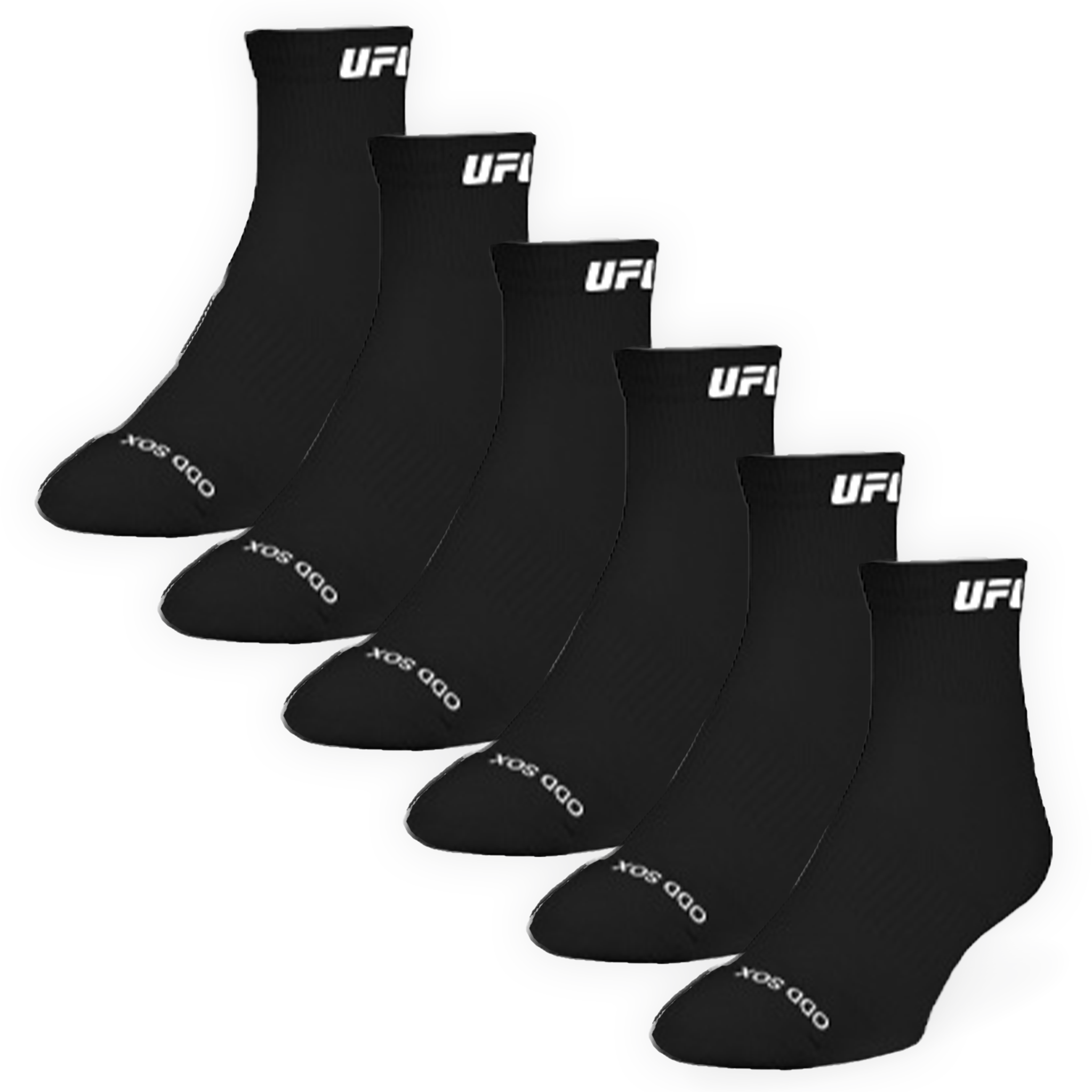 UFC Logo Men's Quarter Socks - Black 6-Pack