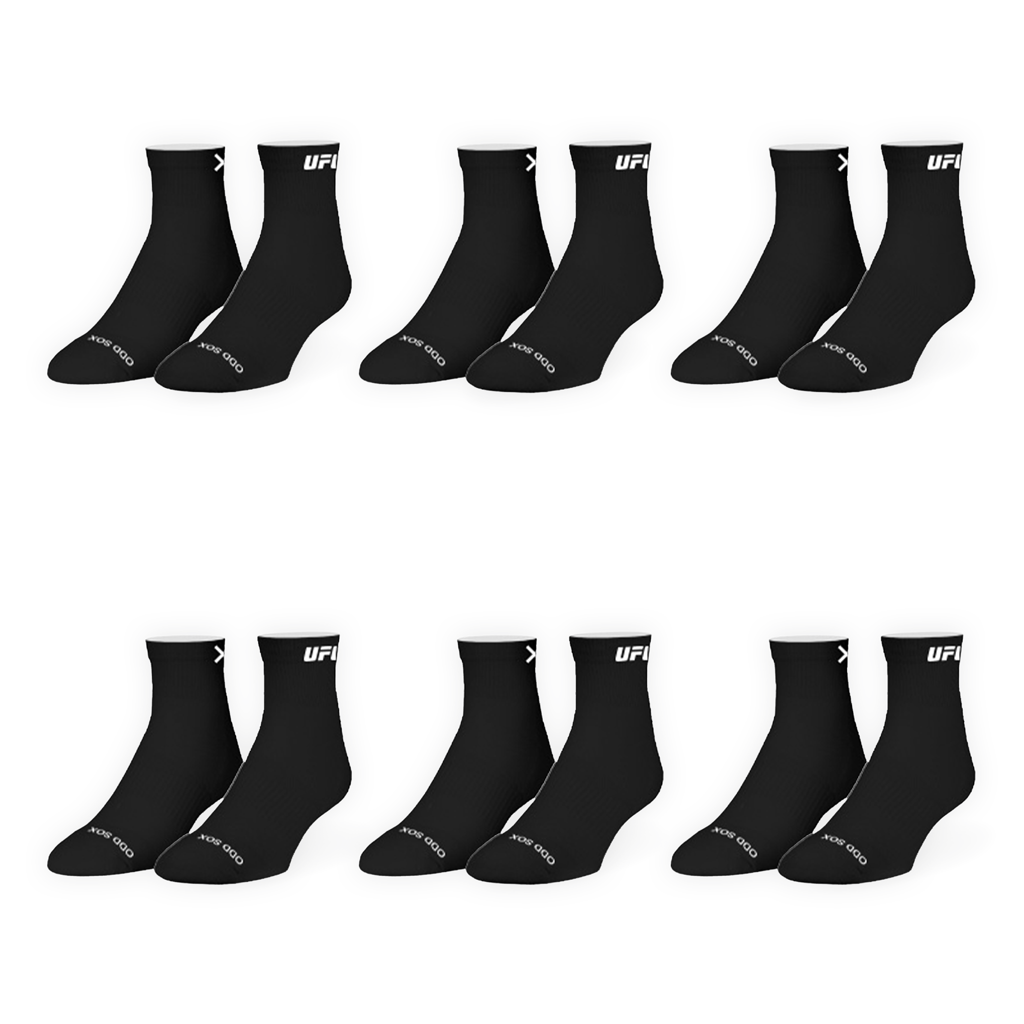 UFC Logo Men's Quarter Socks - Black 6-Pack