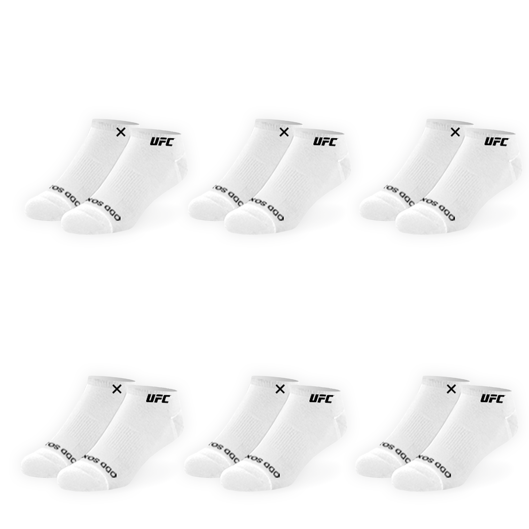 UFC Logo Men's Ankle Socks - White 6-Pack