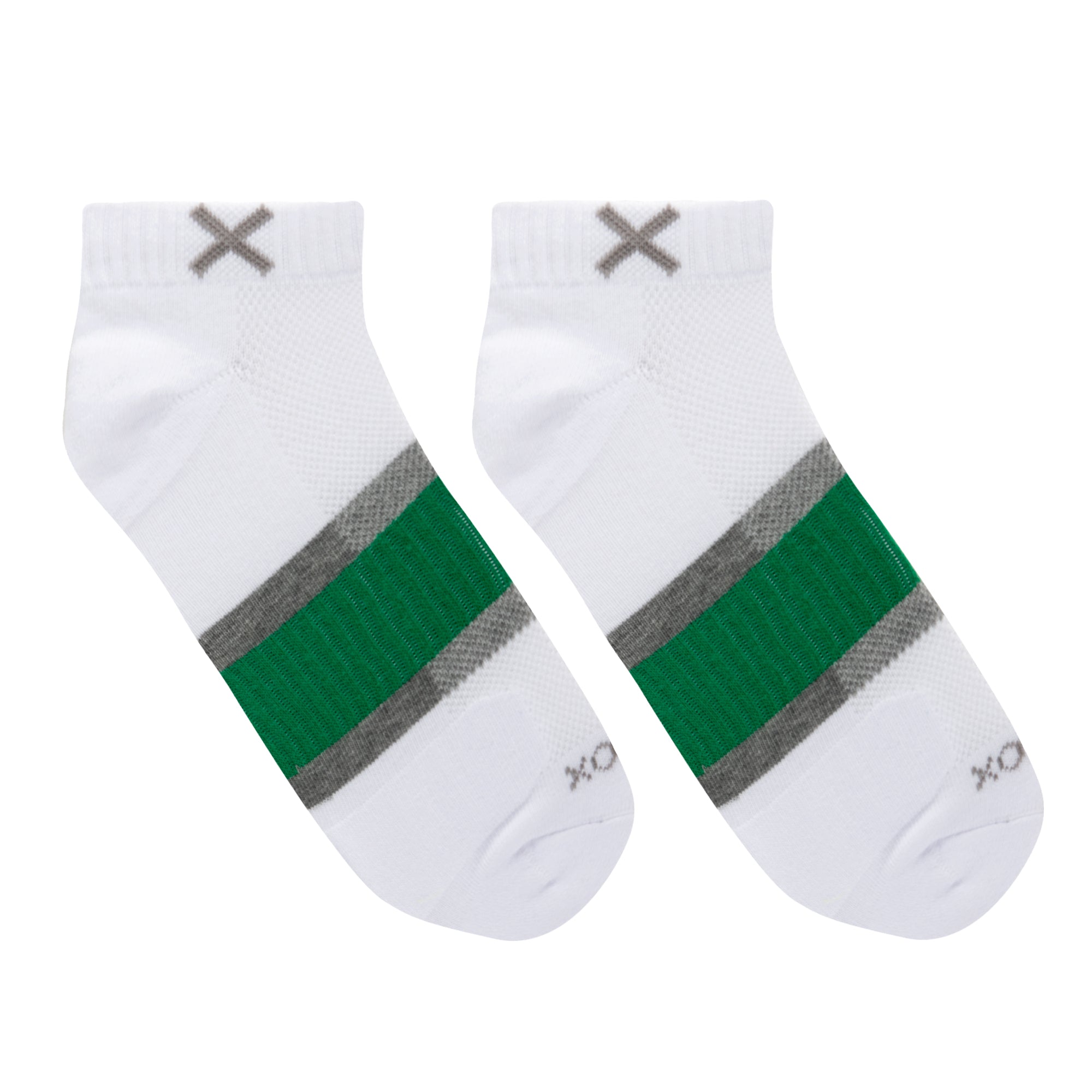 Basix Men Ankle 3 Stripe White Gray Green