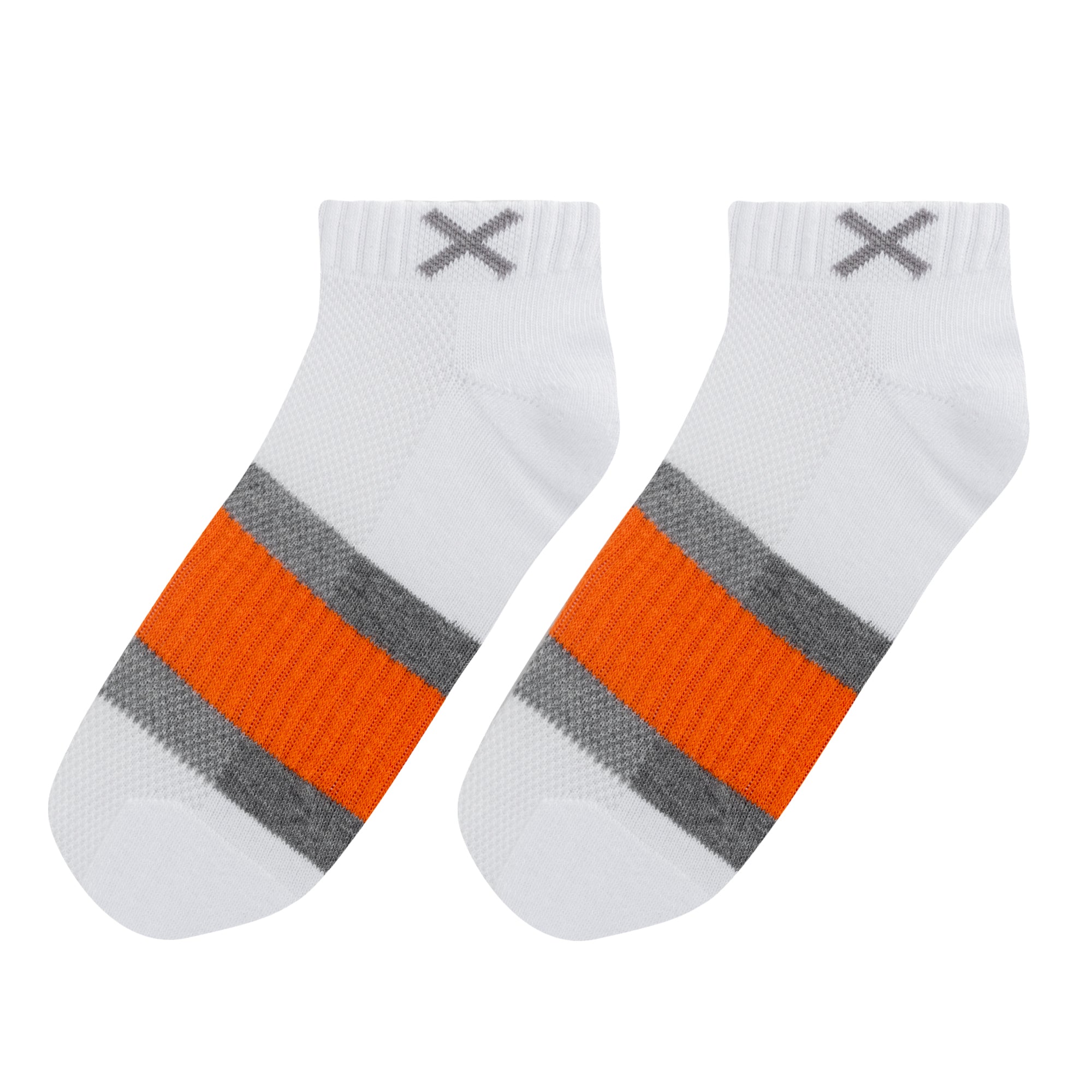 Basix Men Ankle 3 Stripe White Gray Orange