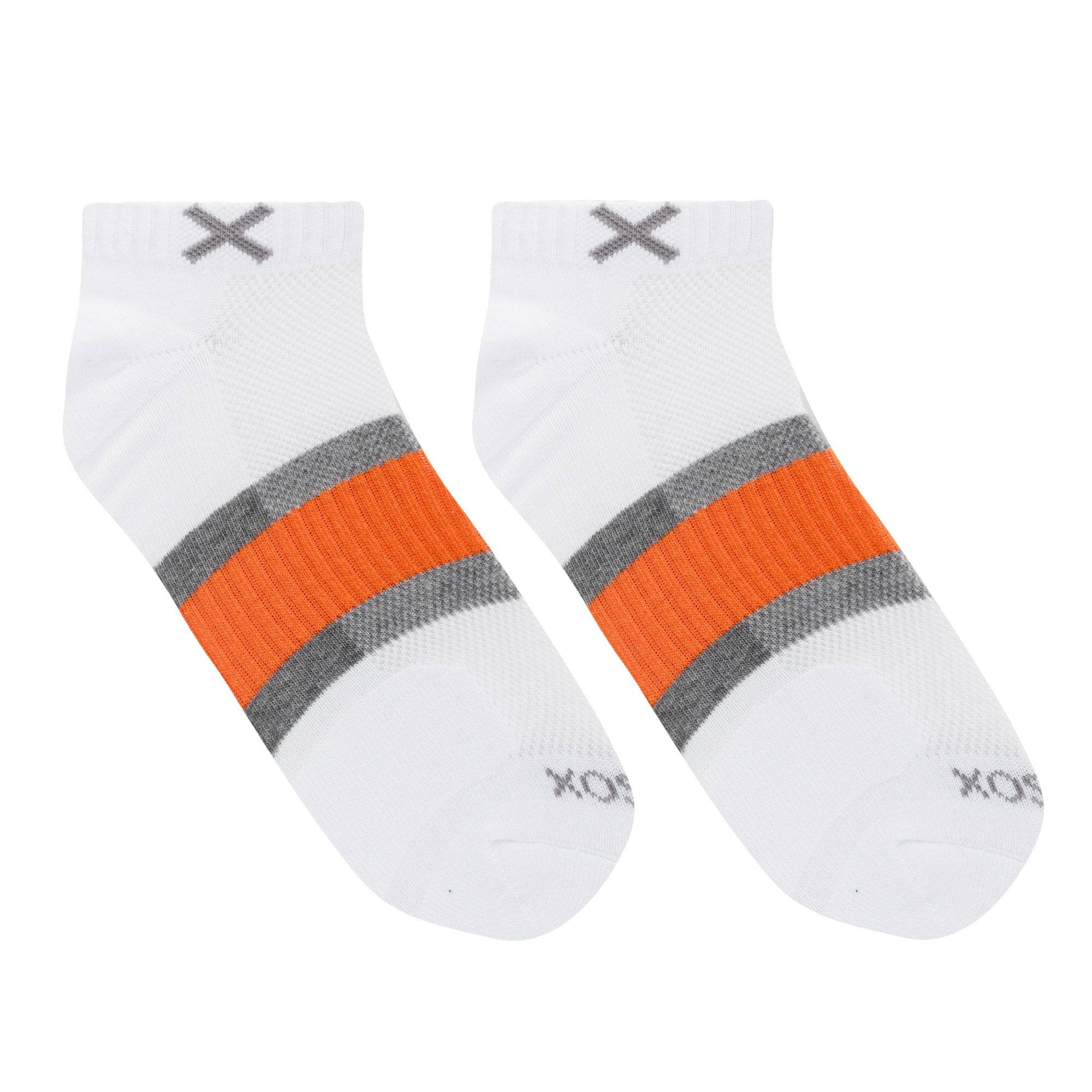 Basix Men Ankle 3 Stripe White Gray Orange