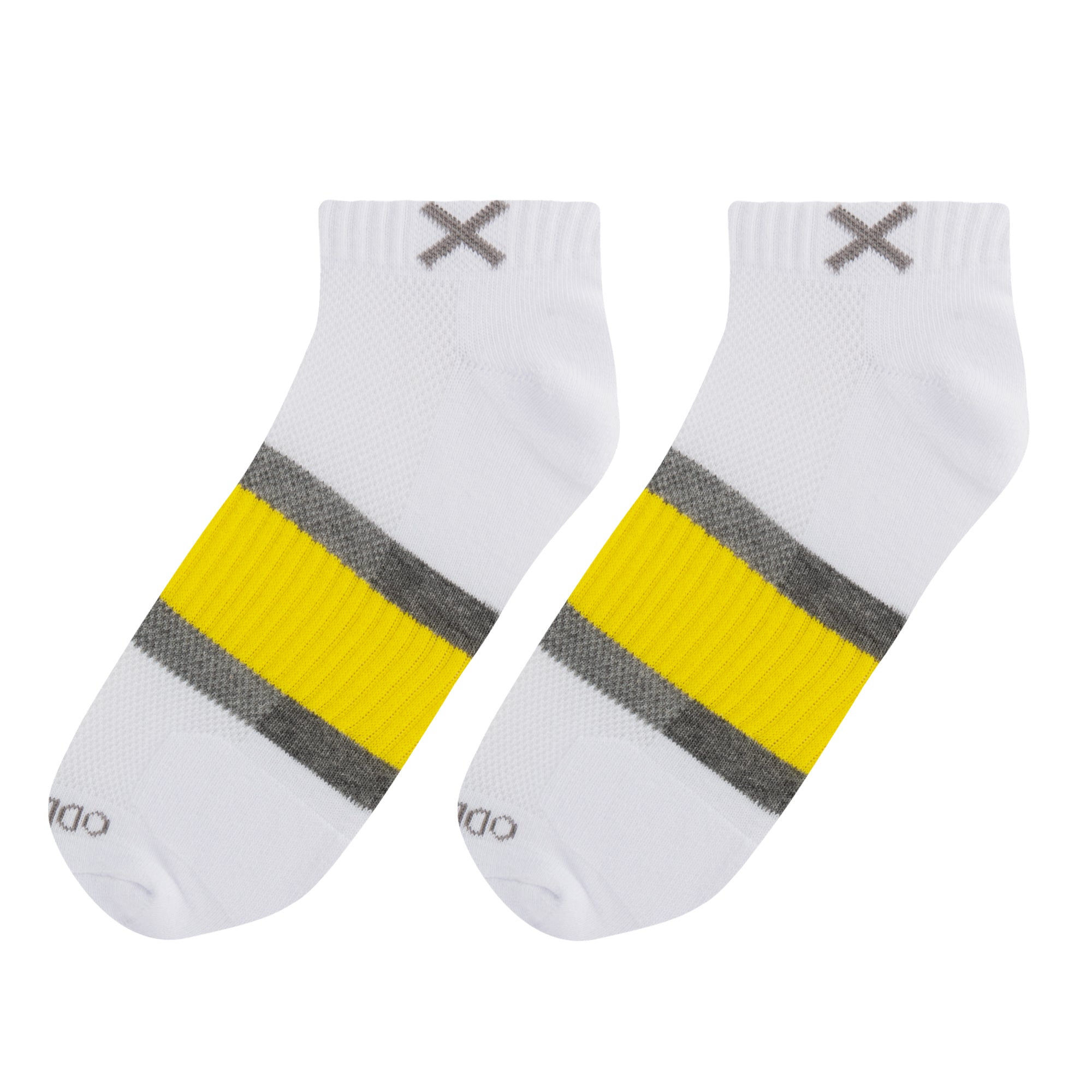 Basix Men Ankle 3 Stripe White Gray Yellow