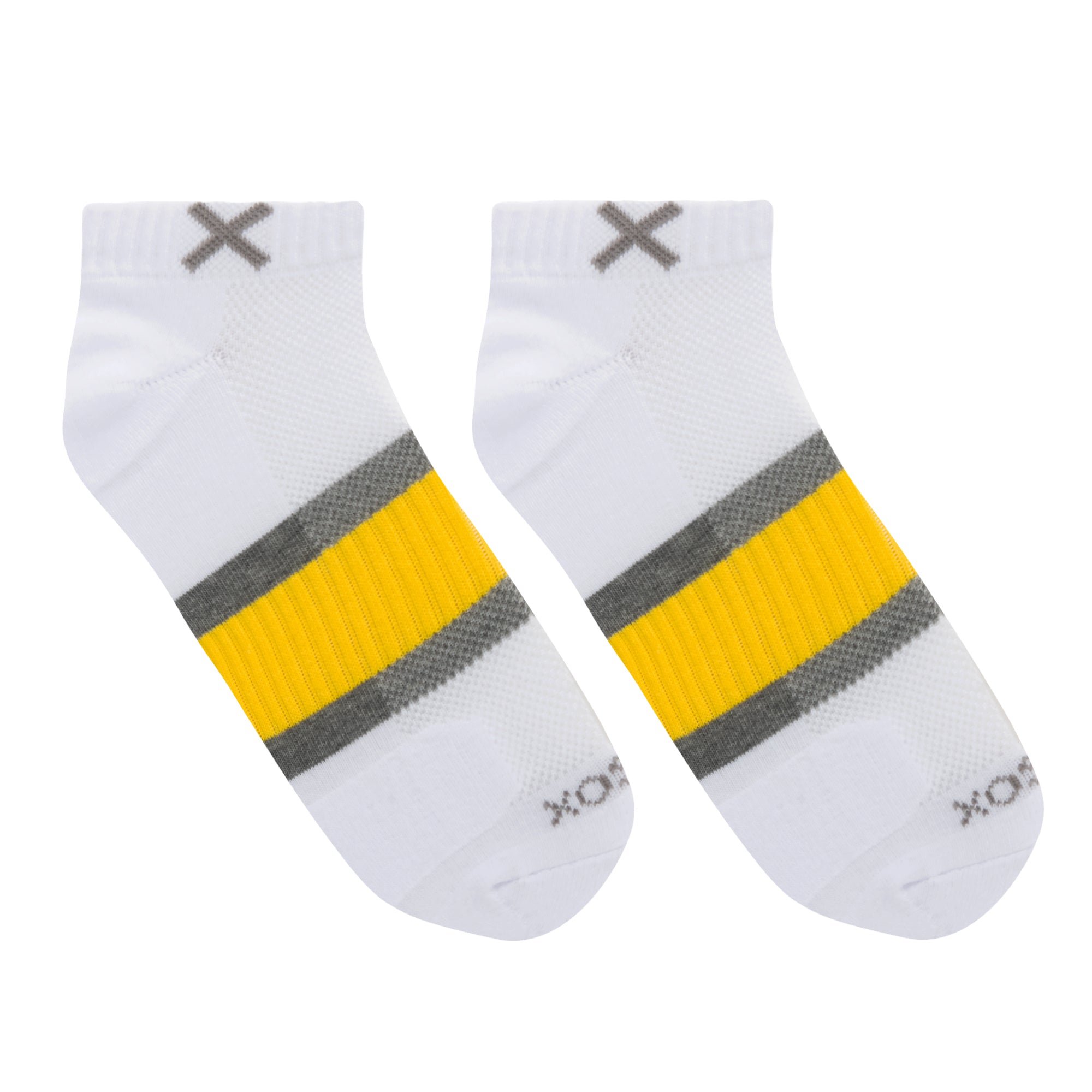 Basix Men Ankle 3 Stripe White Gray Yellow