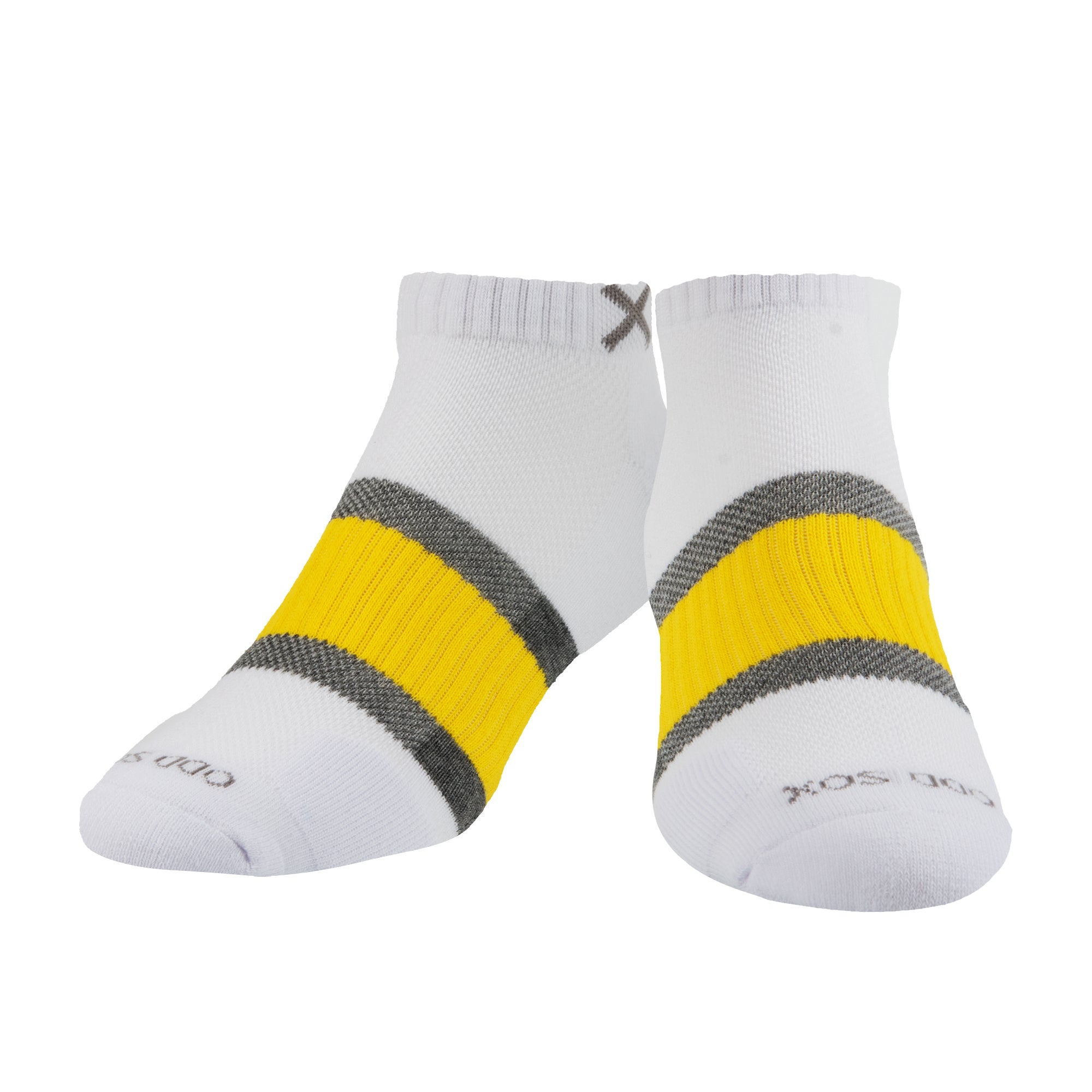 Basix Men Ankle 3 Stripe White Gray Yellow