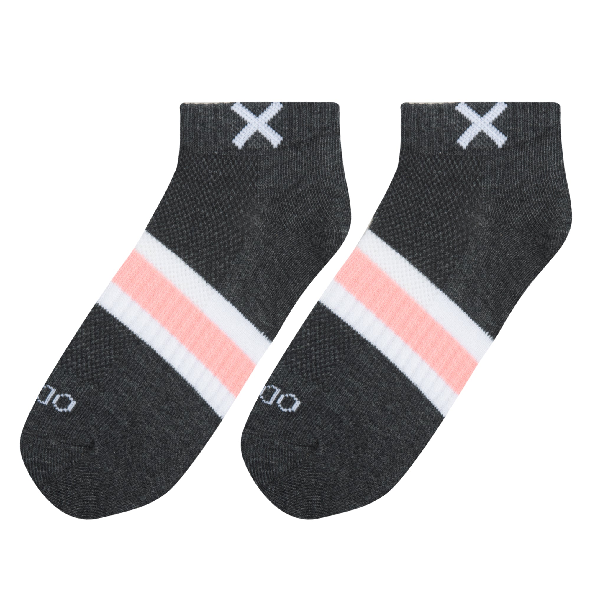 Basix Women Ankle 3 Stripe Pastel Gray Pink White