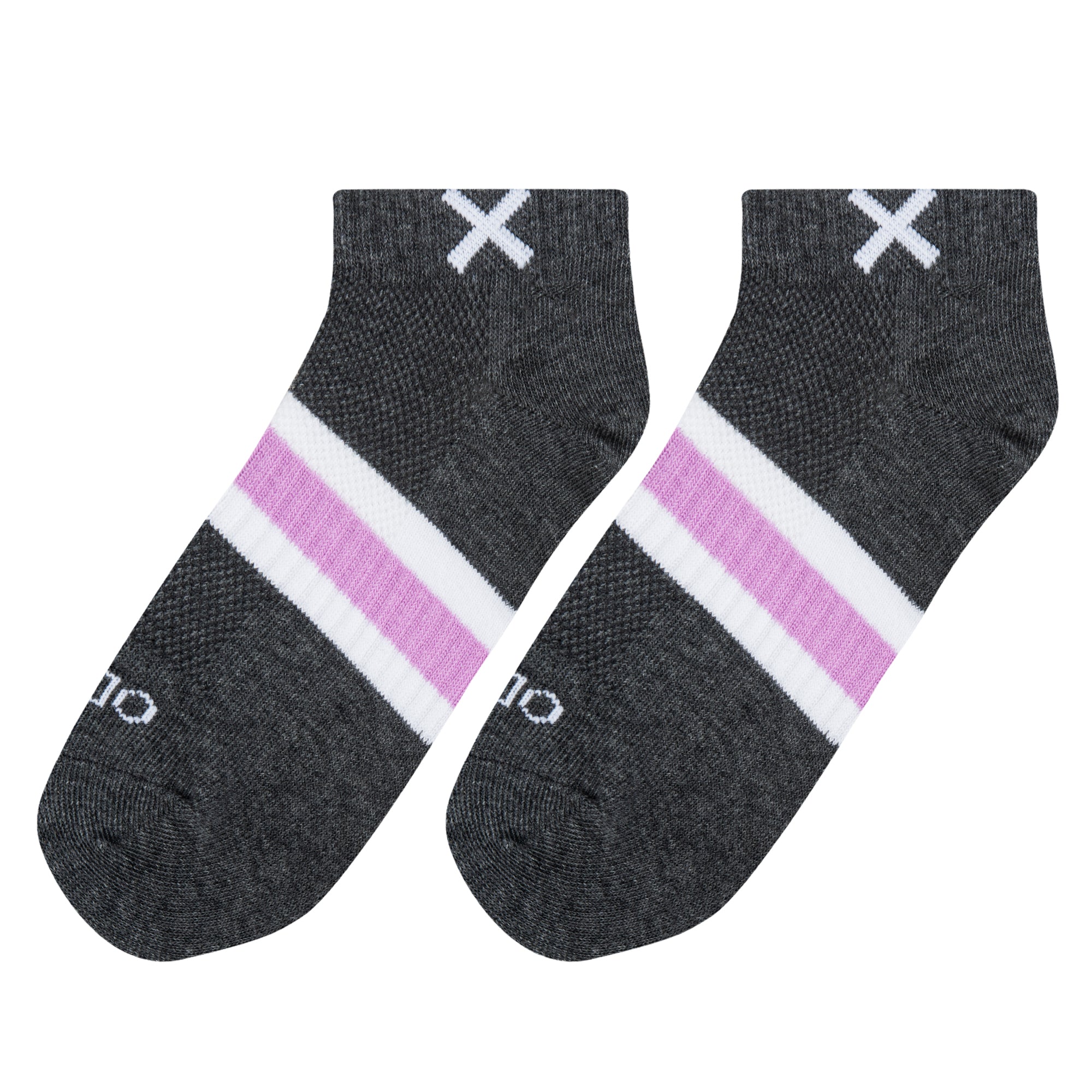 Basix Women Ankle 3 Stripe Pastel Gray Purple White