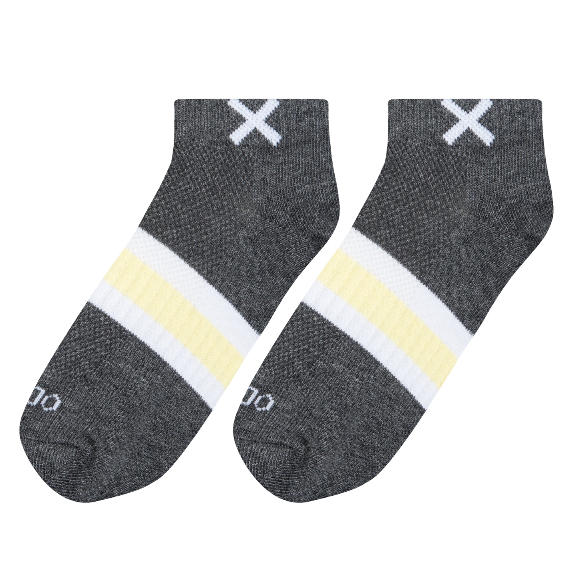 Basix Women Ankle 3 Stripe Pastel Gray Yellow White