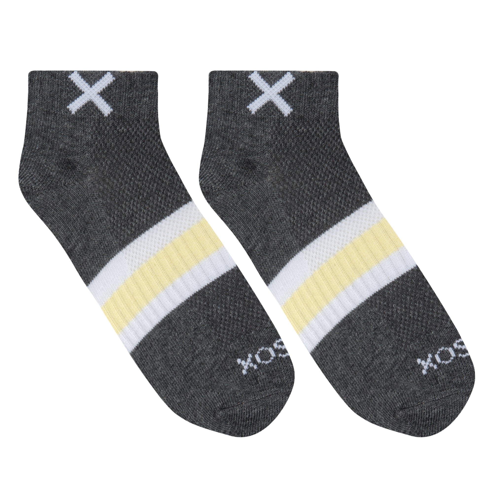 Basix Women Ankle 3 Stripe Pastel Gray Yellow White