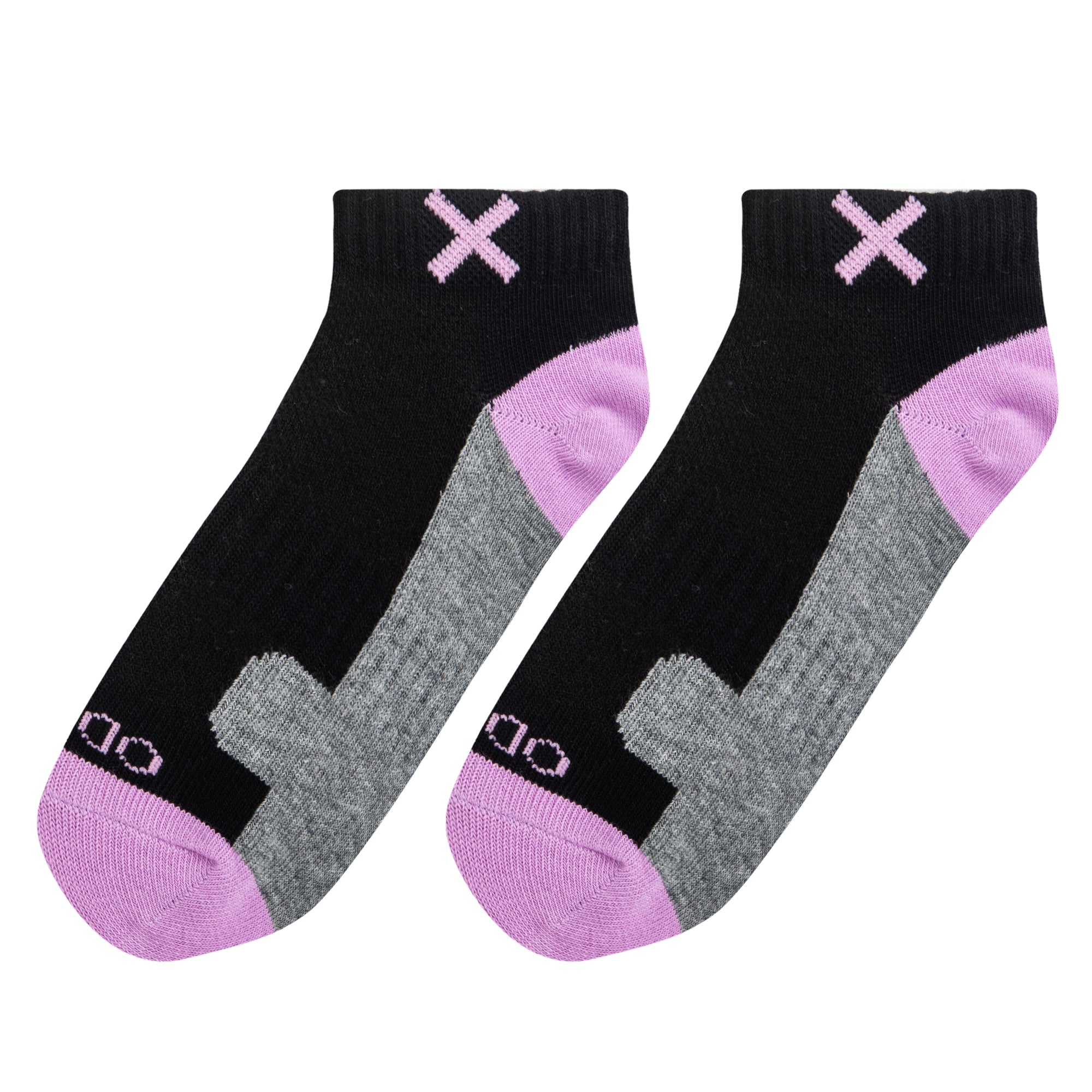 Basix Women Ankle 3 Block Pastel Black Purple Heather