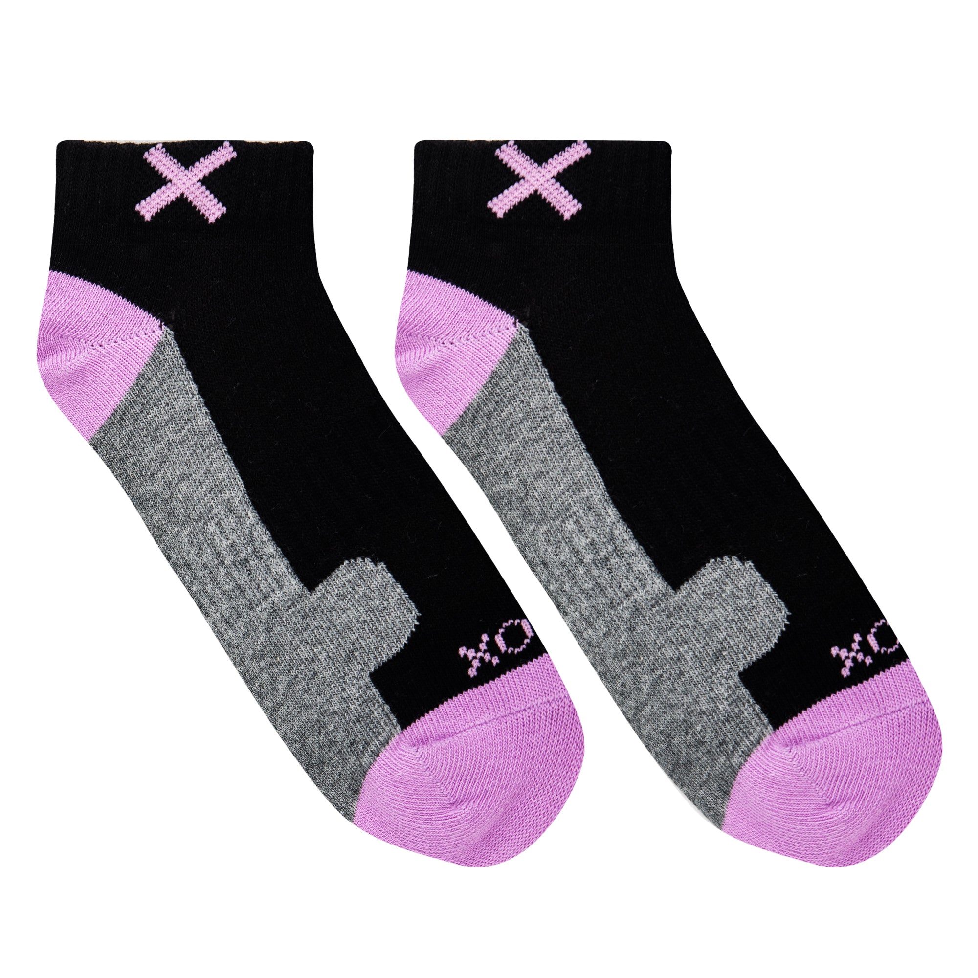 Basix Women Ankle 3 Block Pastel Black Purple Heather