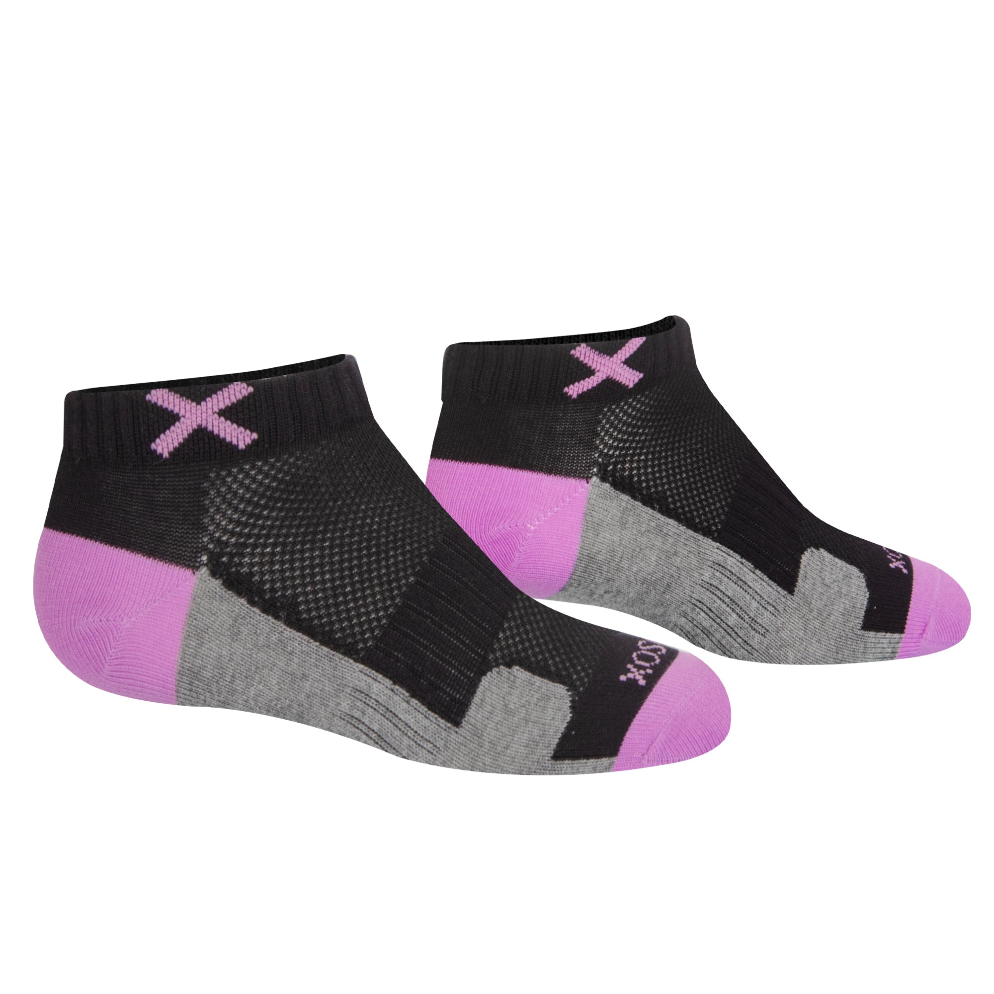 Basix Women Ankle 3 Block Pastel Black Purple Heather