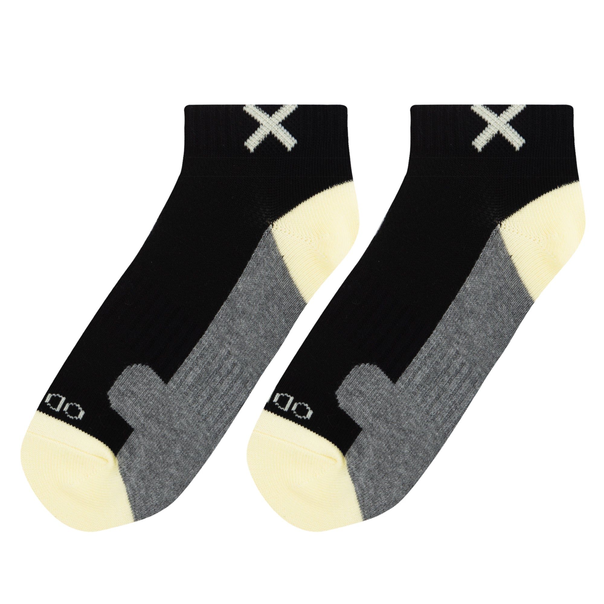 Basix Women Ankle 3 Block Pastel Black Yellow Heather