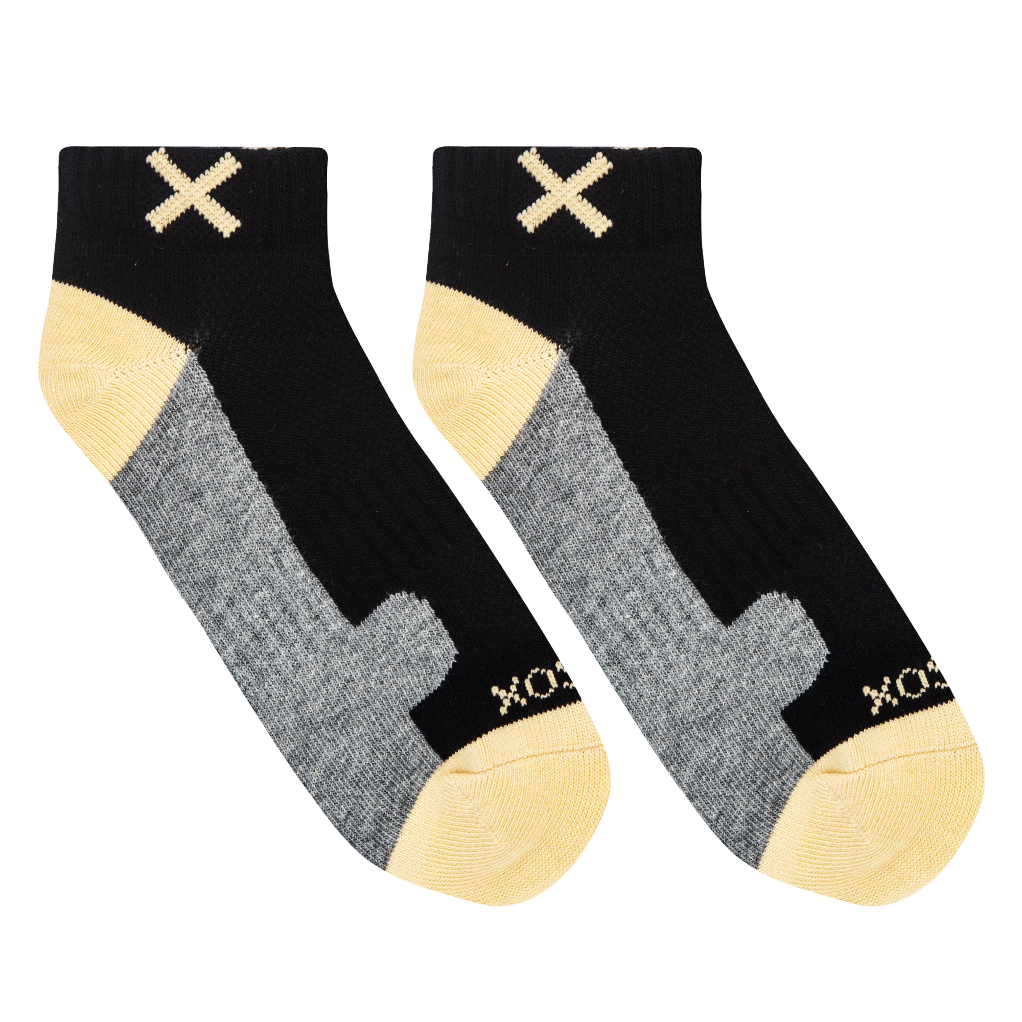 Basix Women Ankle 3 Block Pastel Black Yellow Heather