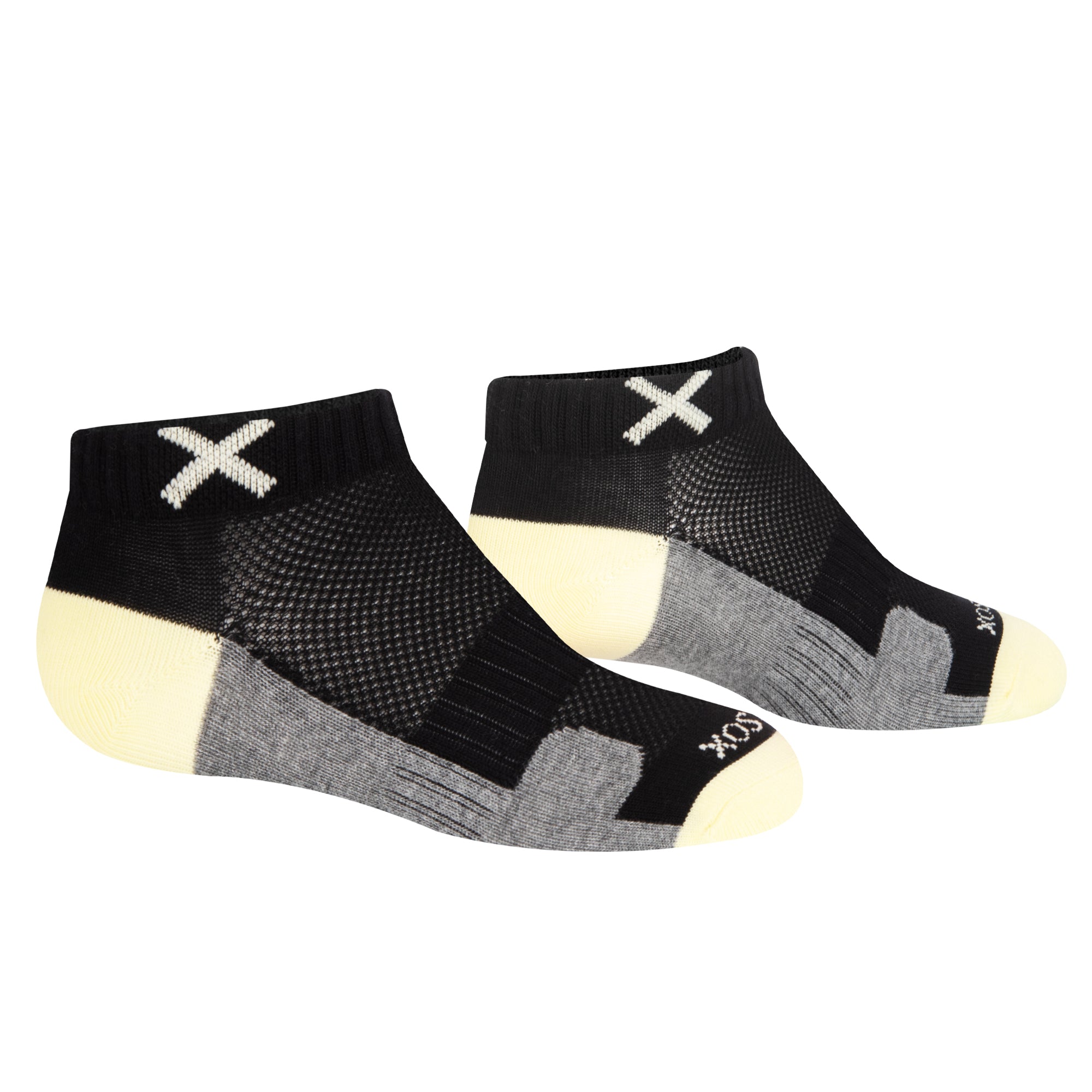 Basix Women Ankle 3 Block Pastel Black Yellow Heather