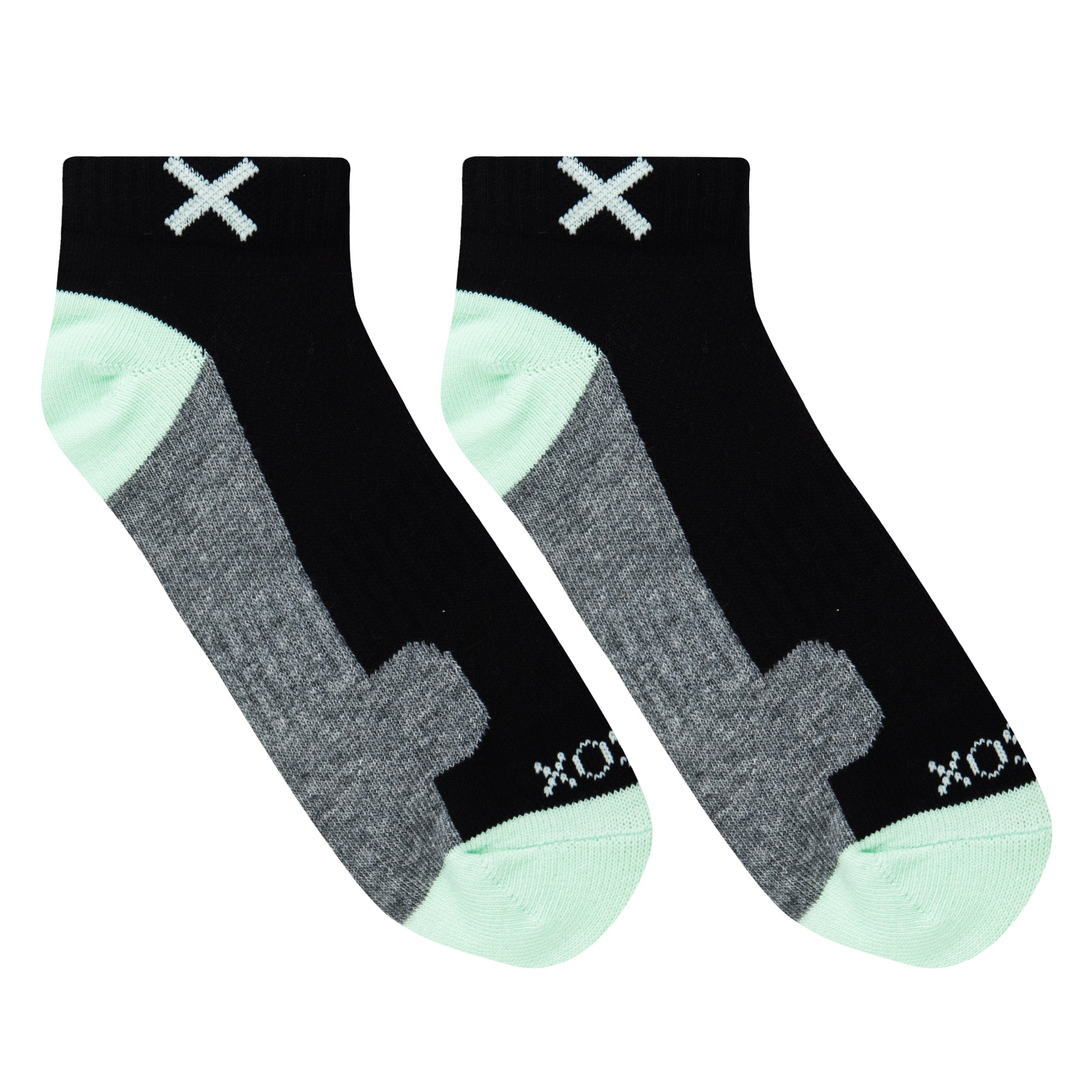 Basix Women Ankle 3 Block Pastel Black Mint Heather