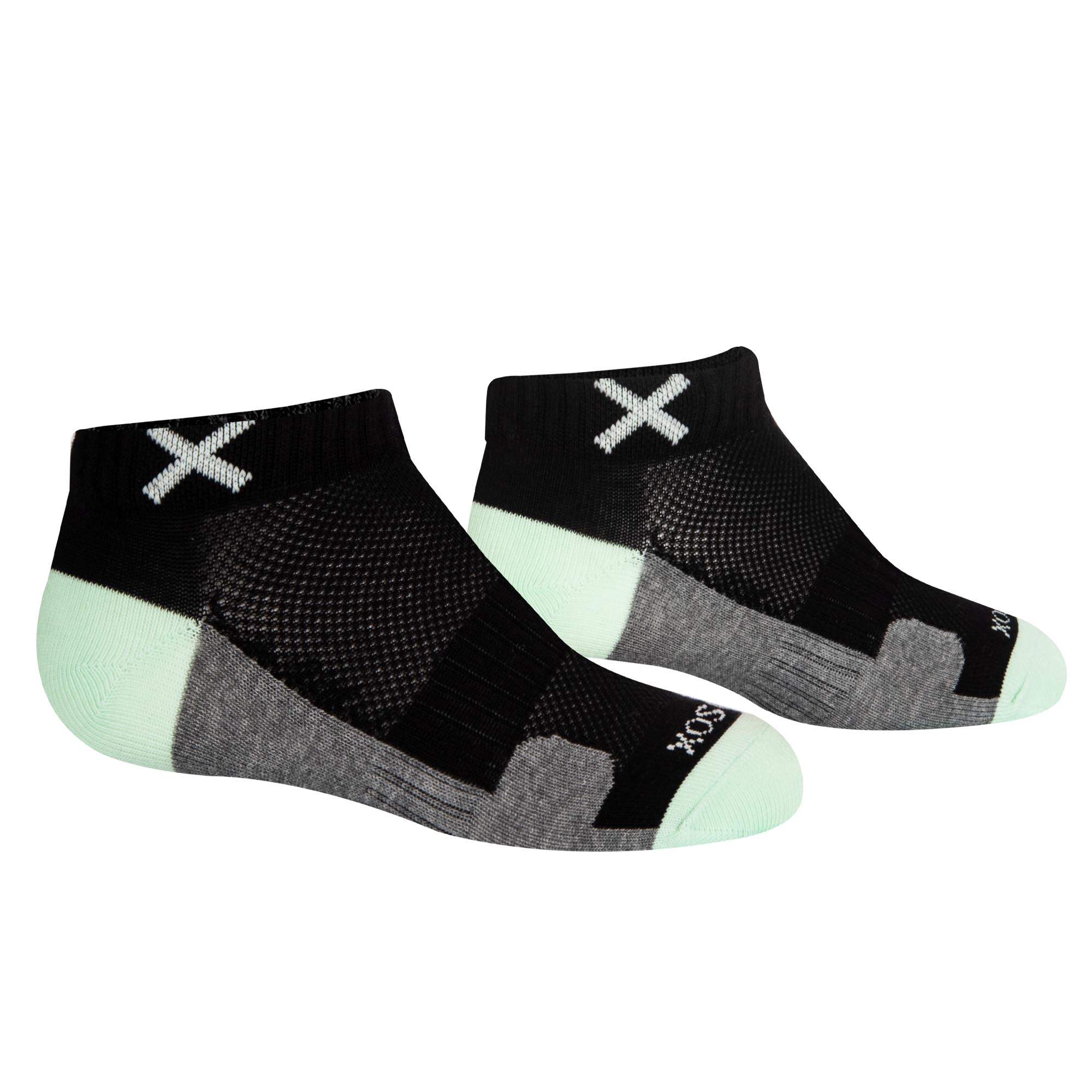 Basix Women Ankle 3 Block Pastel Black Mint Heather