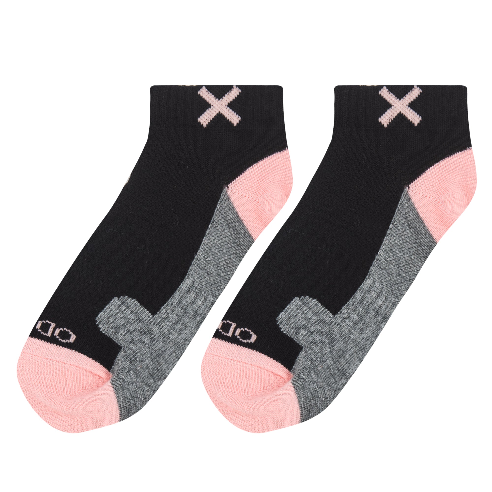 Basix Women Ankle 3 Block Pastel Black Pink Heather