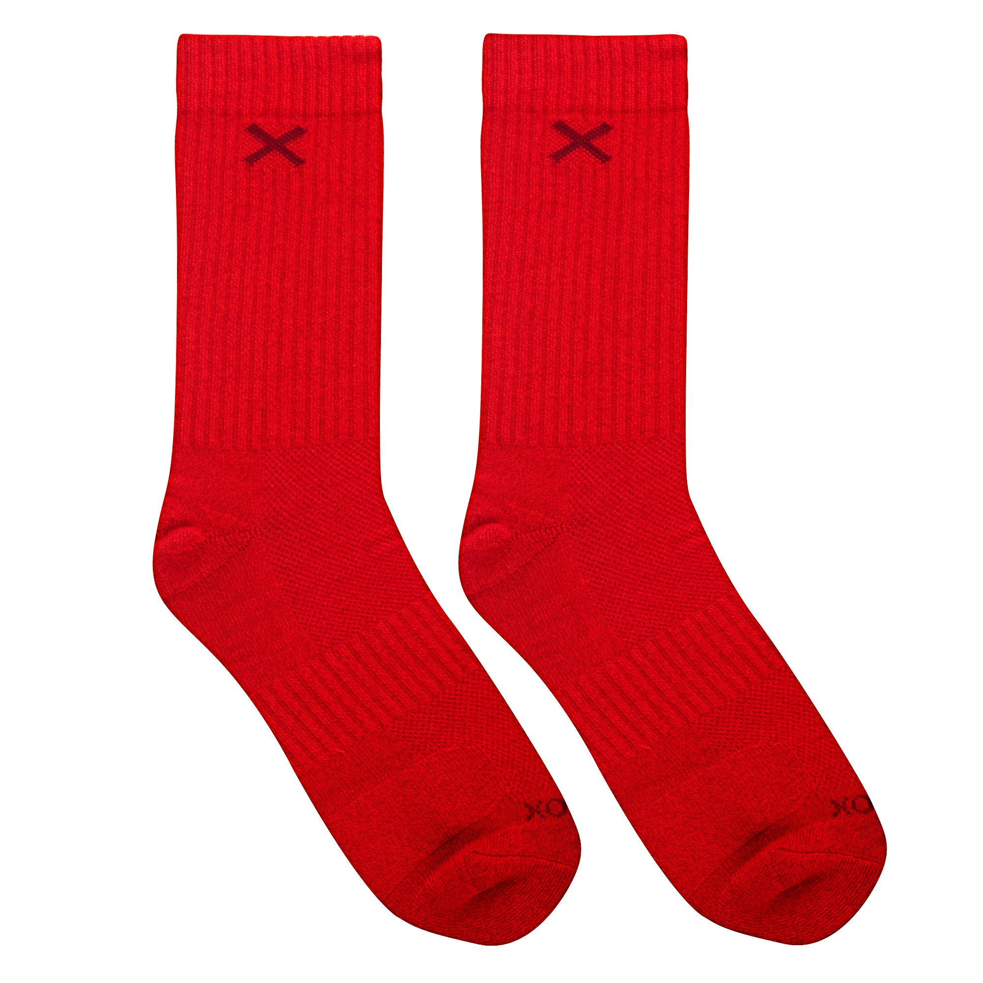 Basix Solid Red Heather Men's Crew Socks
