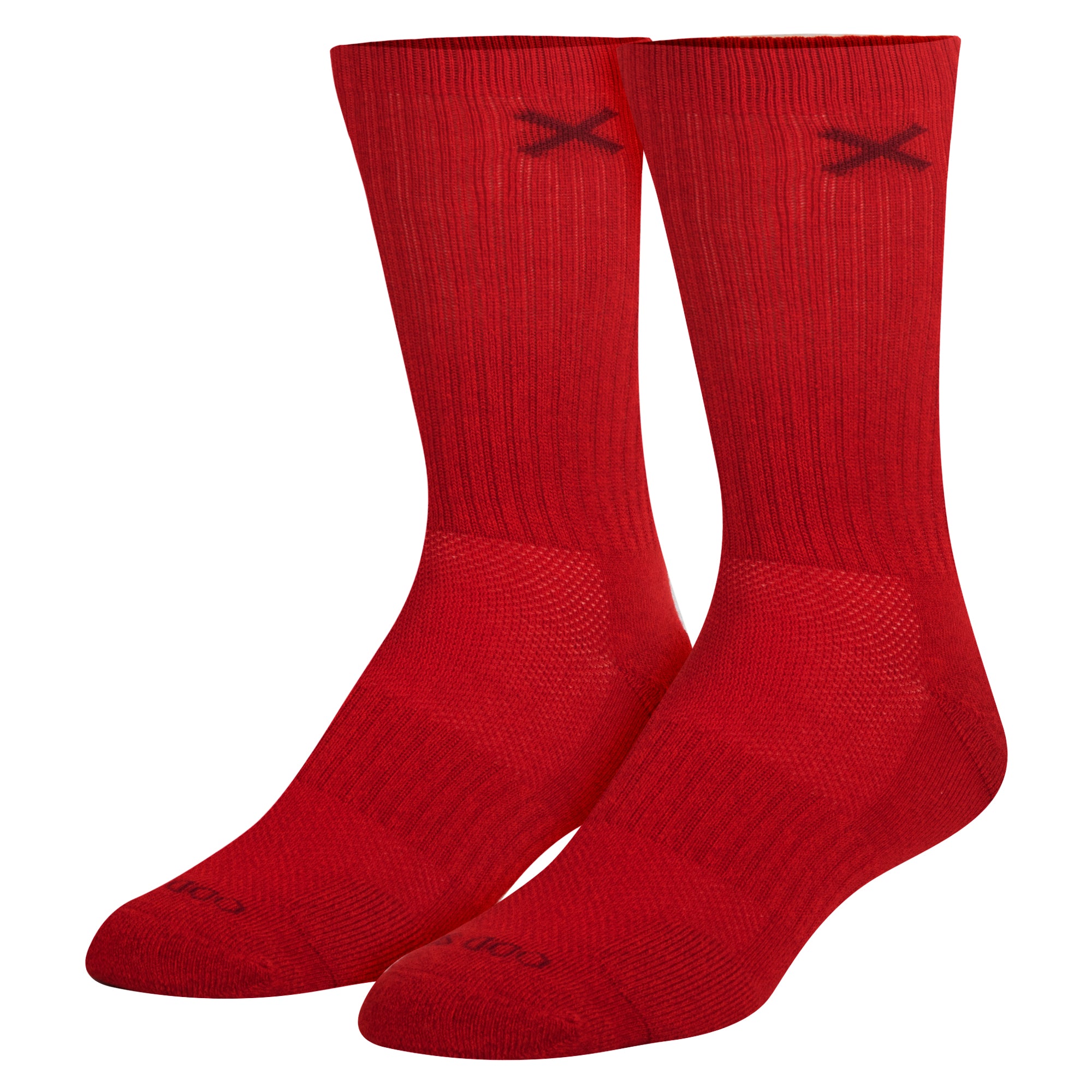 Basix Solid Red Heather Men's Crew Socks
