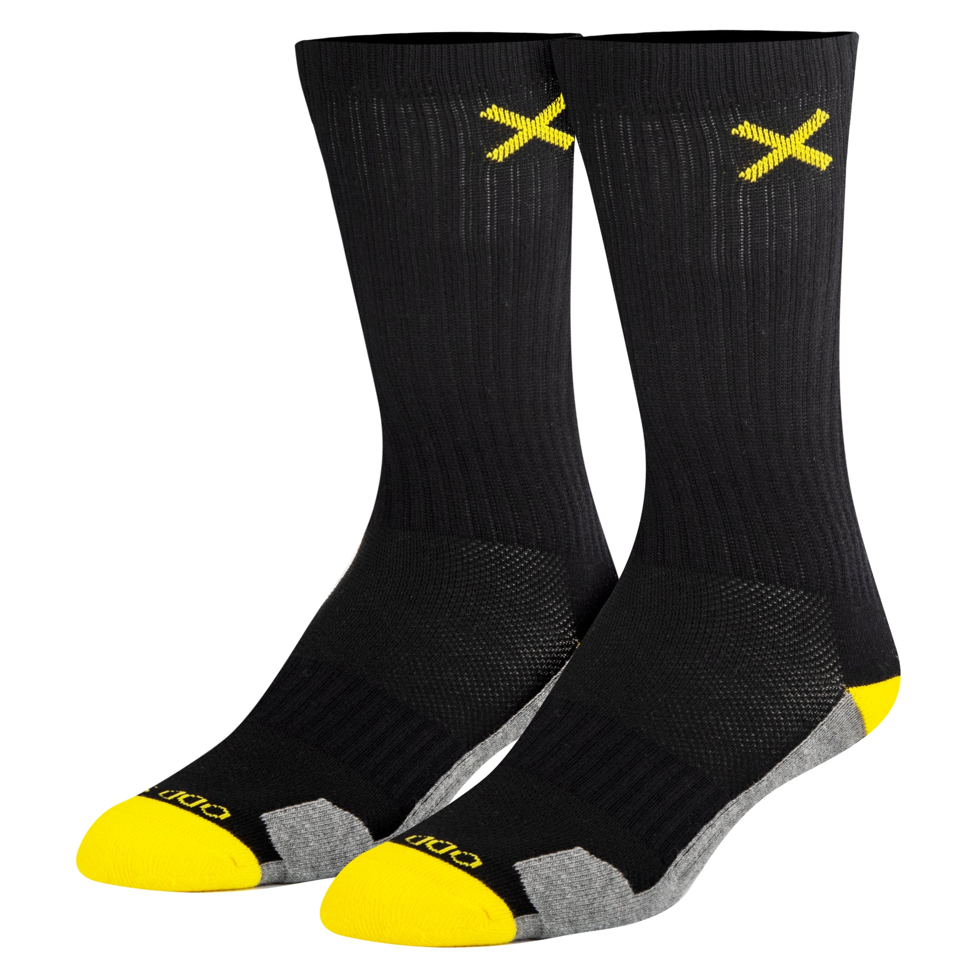 Basix Yellow Black Heather Men's Crew Socks