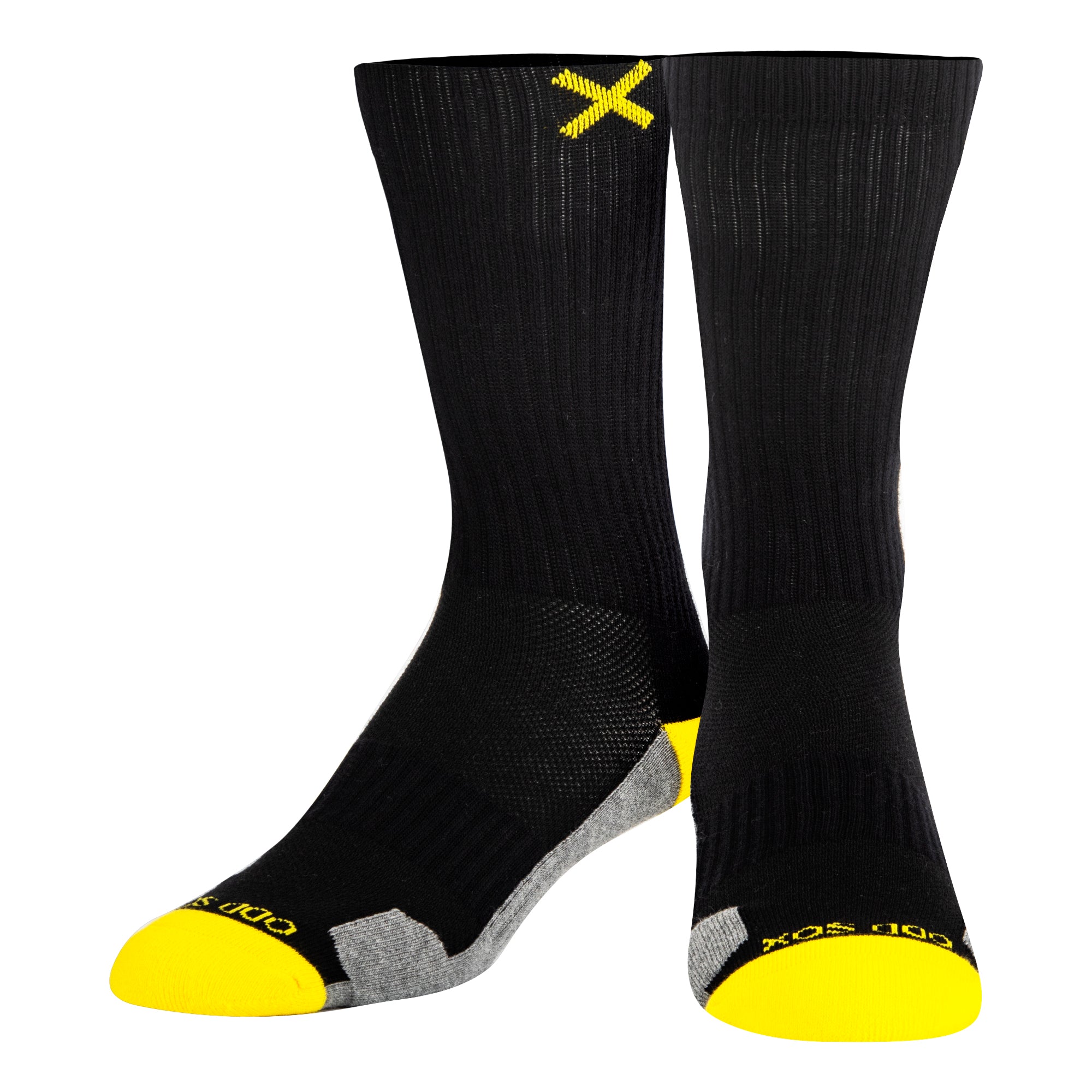 Basix Yellow Black Heather Men's Crew Socks