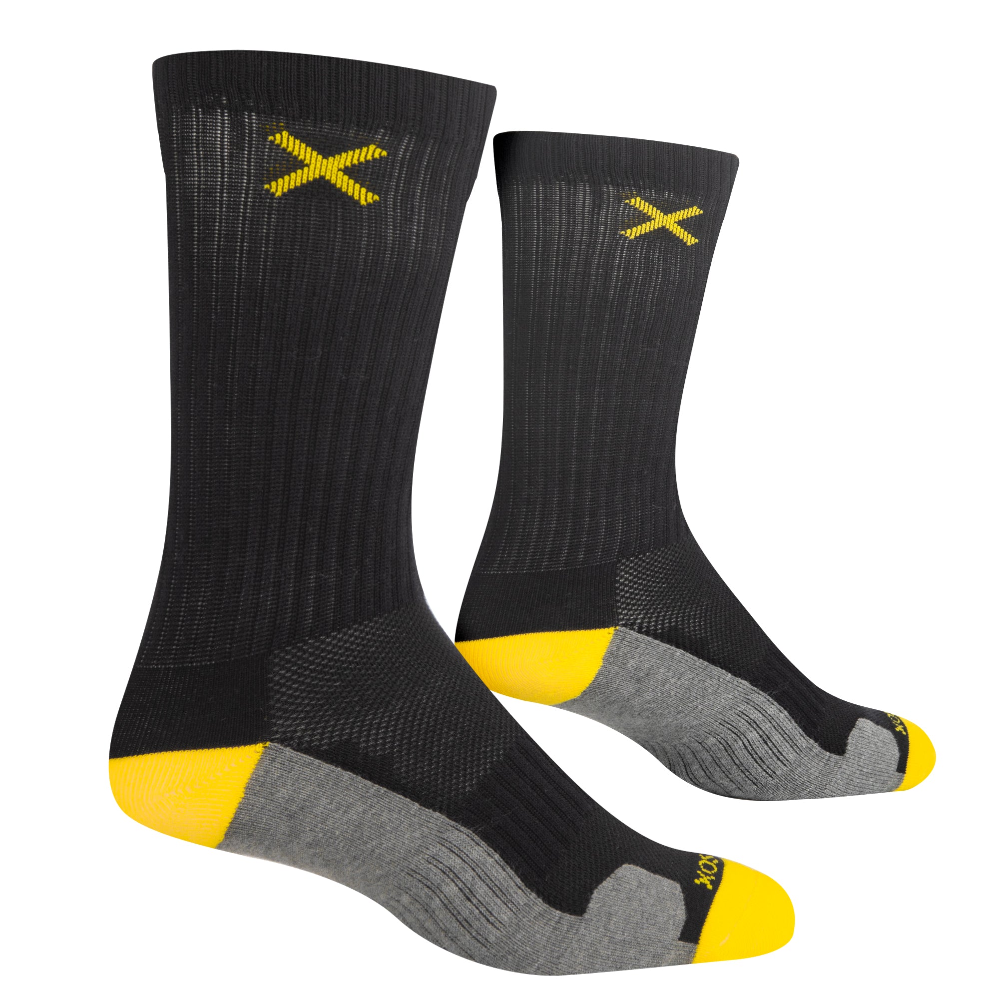 Basix Yellow Black Heather Men's Crew Socks