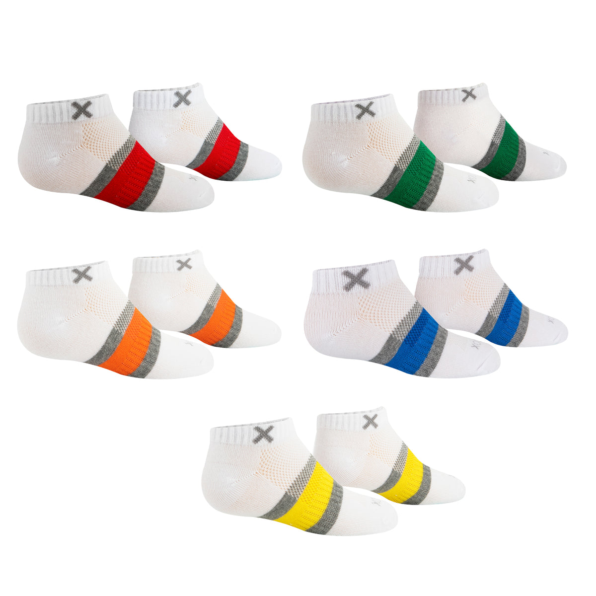 Stripes Multi-Color Big Kids Ankle Socks (5 Pack)