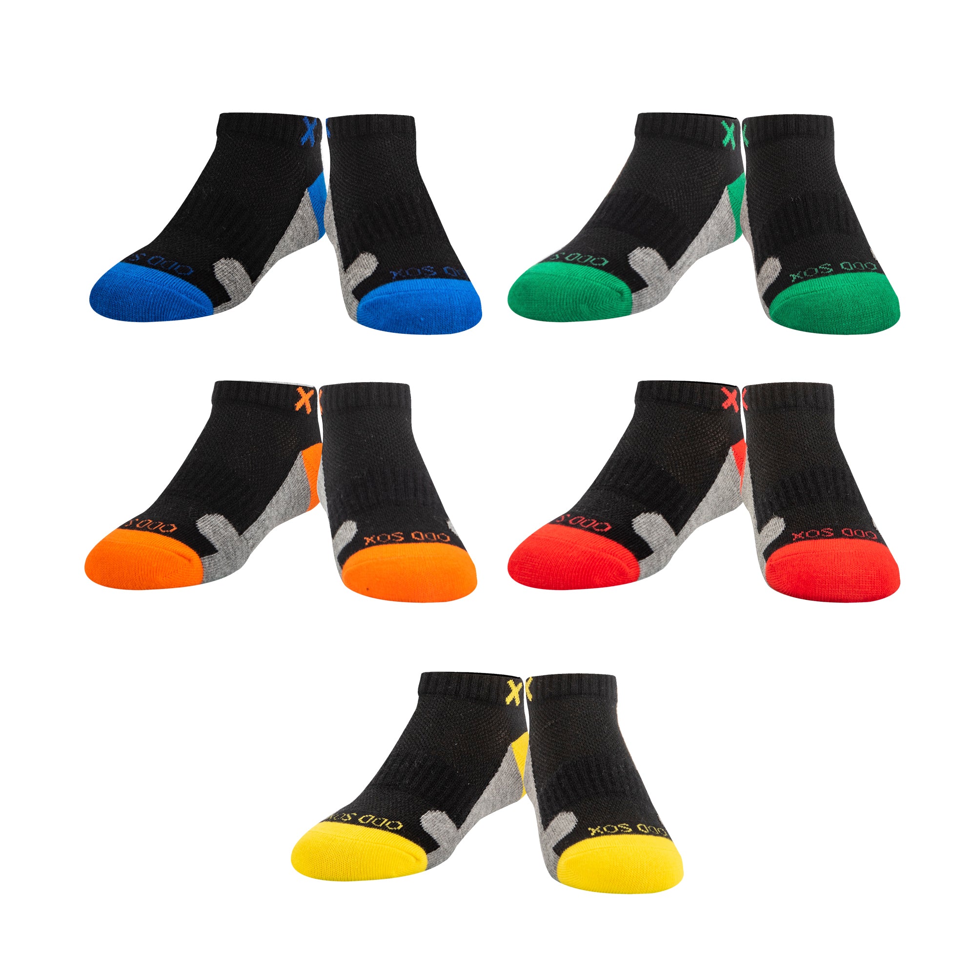 3 Block Multi-Color Big Kids Ankle Socks (5 Pack)
