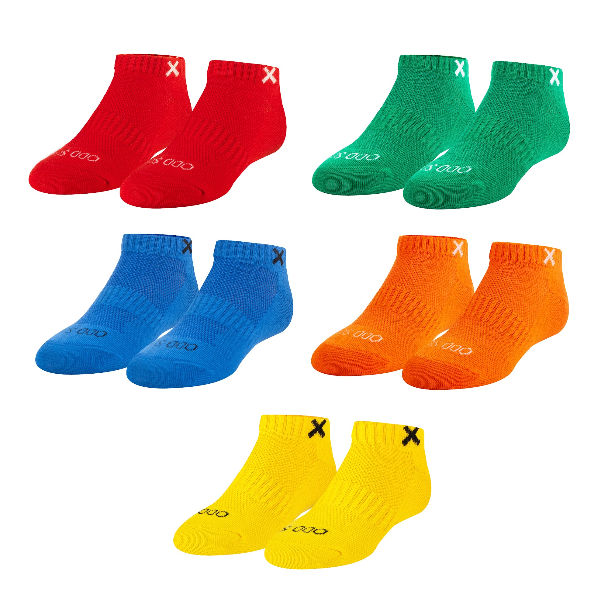 Solid Primary Colors Big Kids Ankle Socks (5 Pack)