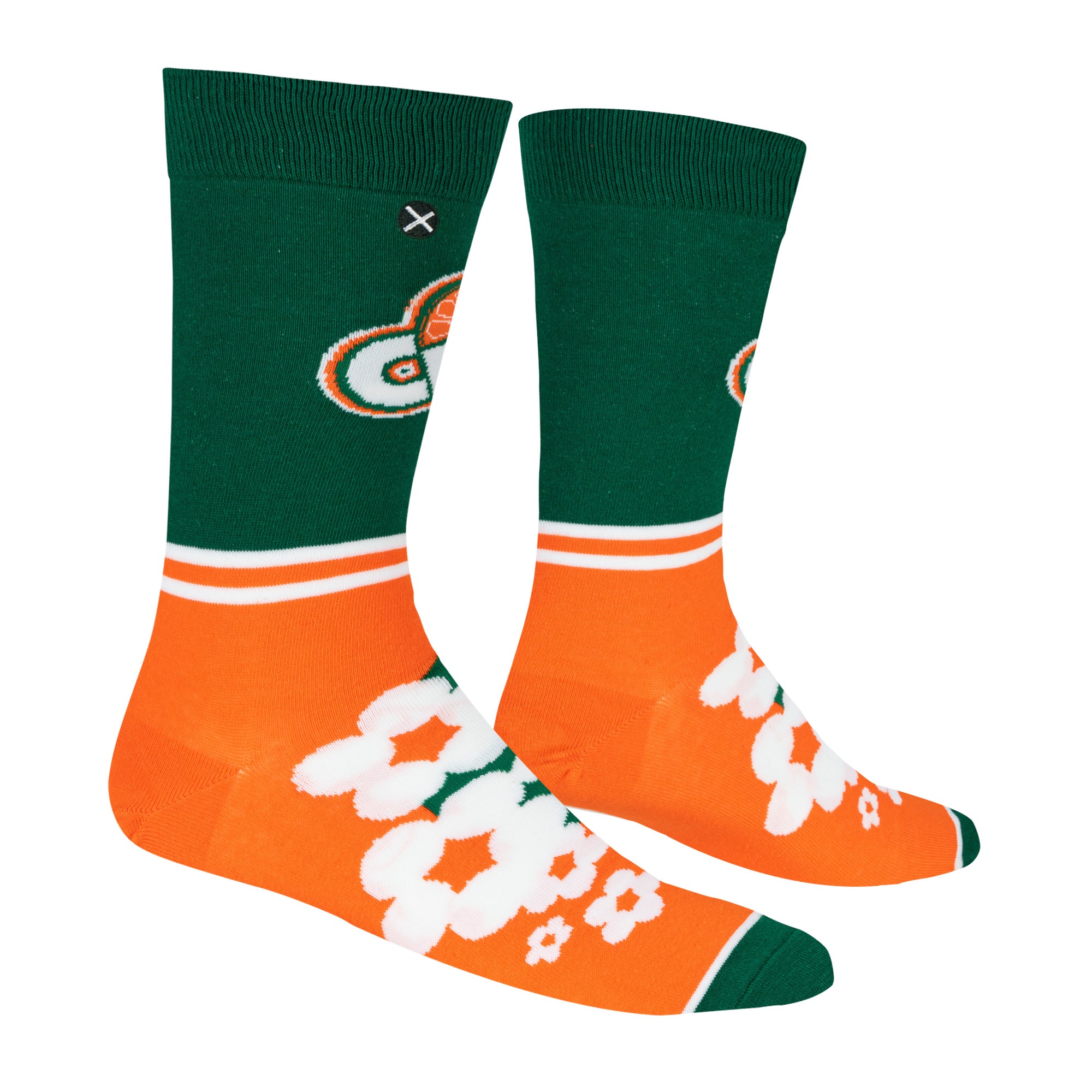 Crush Orange Half Stripe Men's Crew Socks