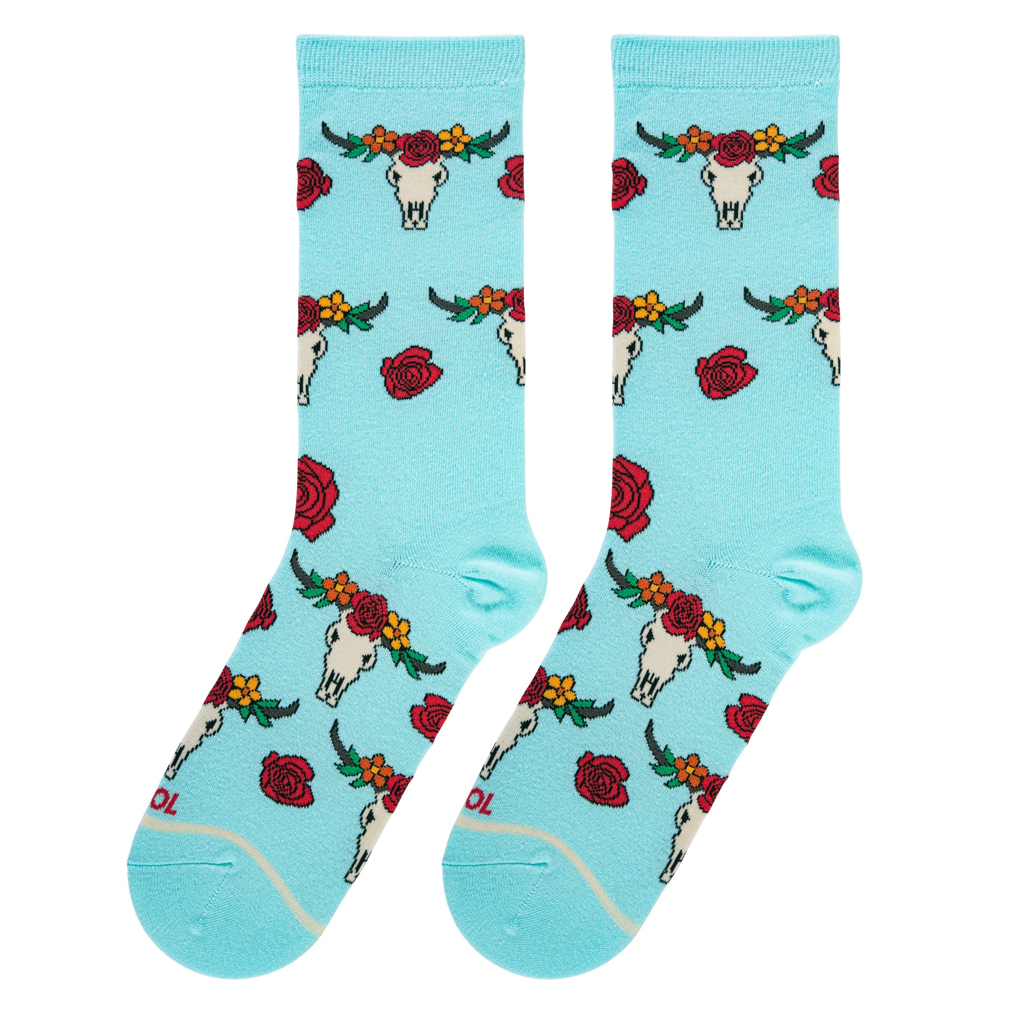 Floral Steer Heads Women's Crew Socks