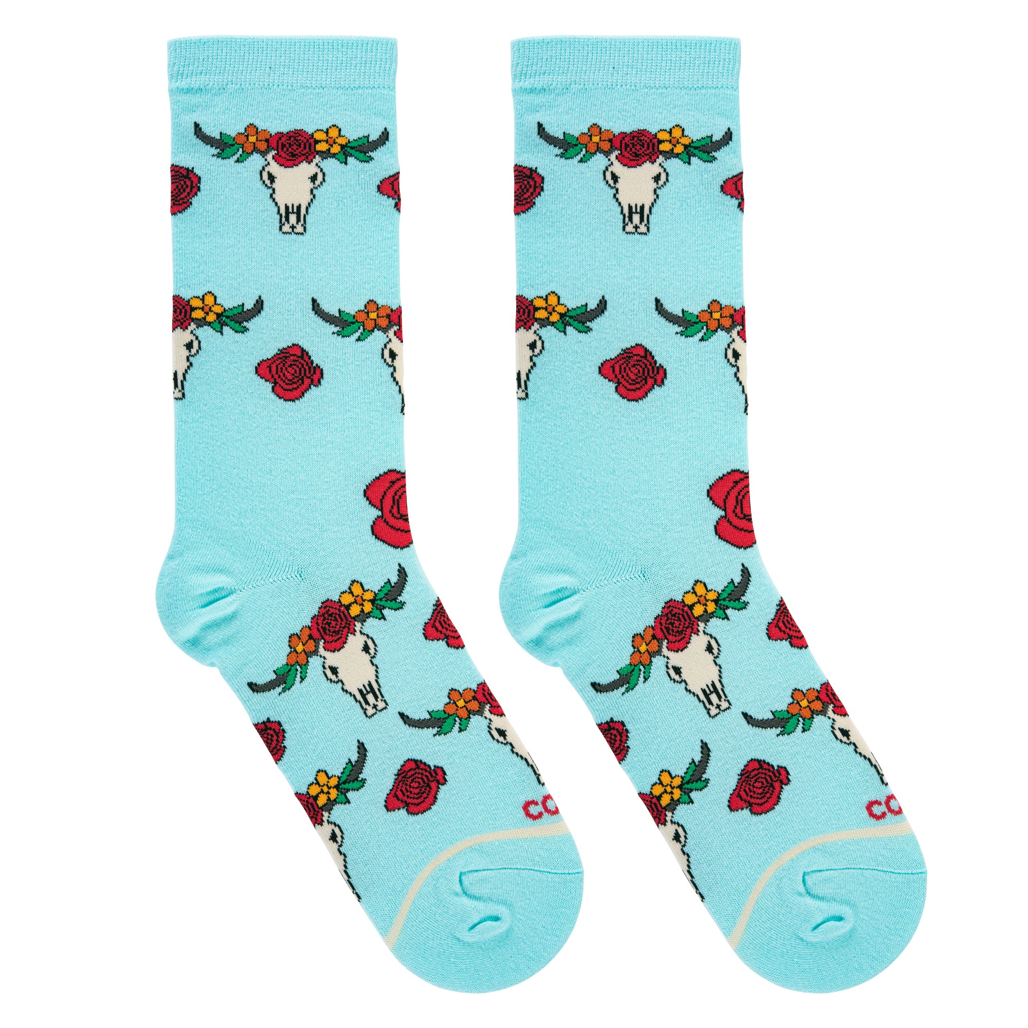 Floral Steer Heads Women's Crew Socks