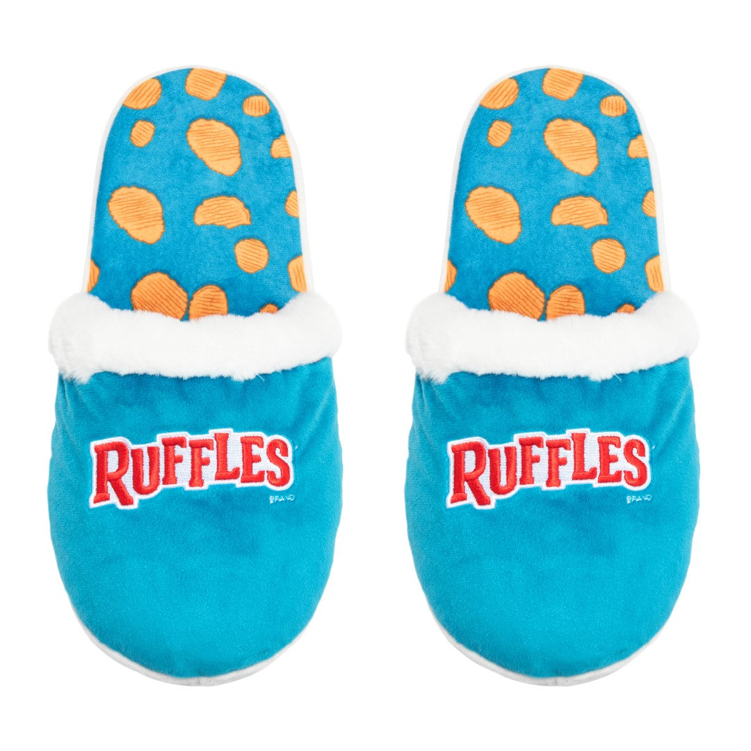 Ruffles Fuzzy Slip-On Slippers