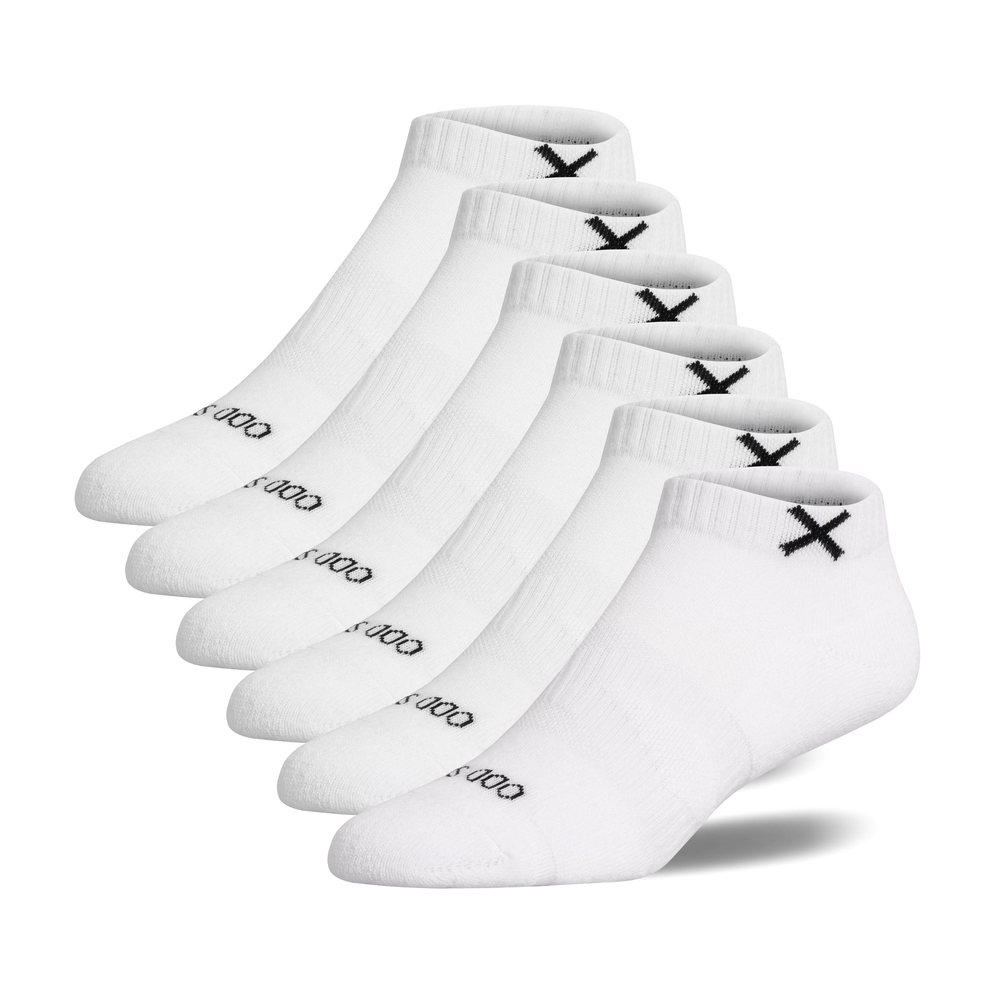 BASIX Big Kids Ankle Socks - White 6-Pack