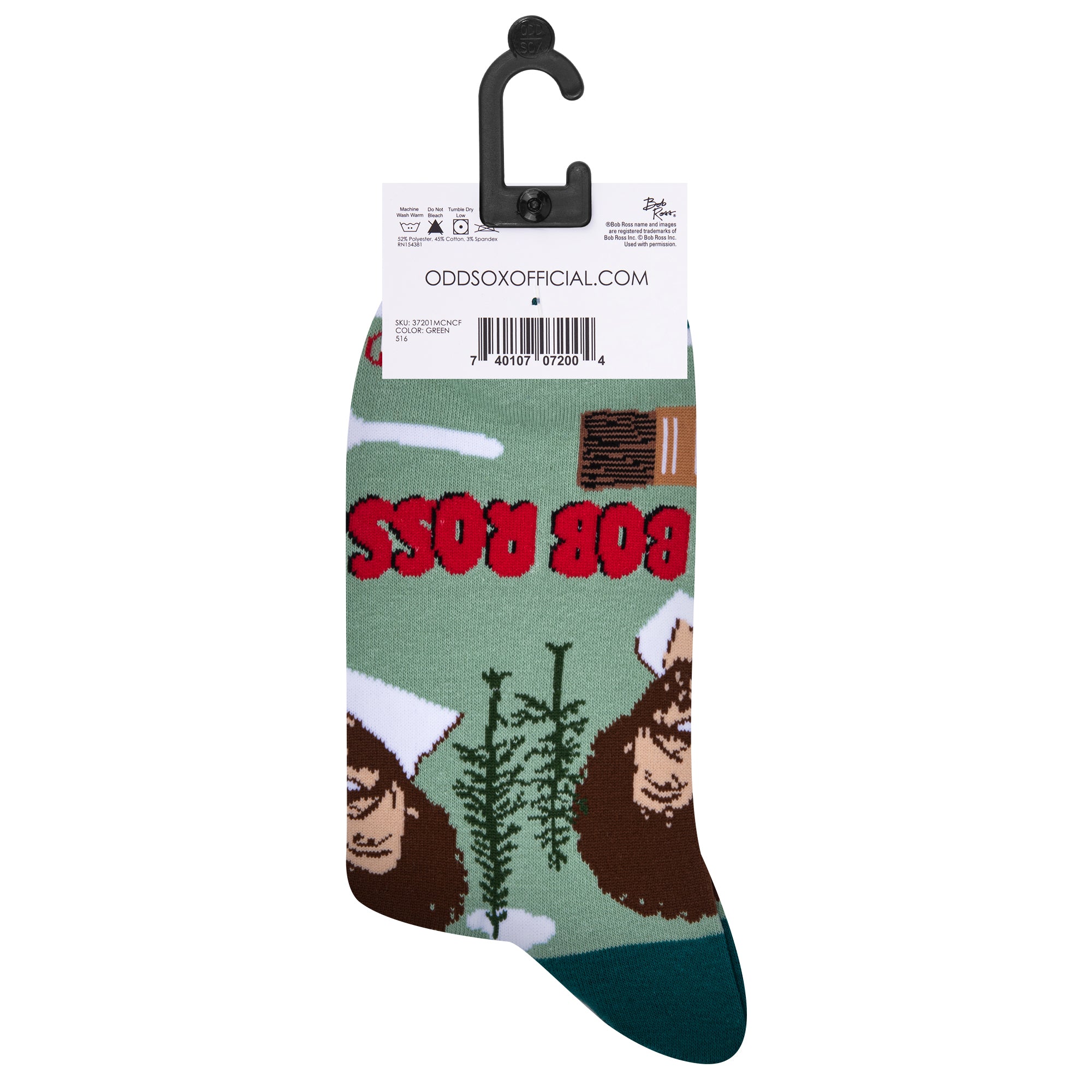 Bob Ross Repeat Green Men's Crew Socks