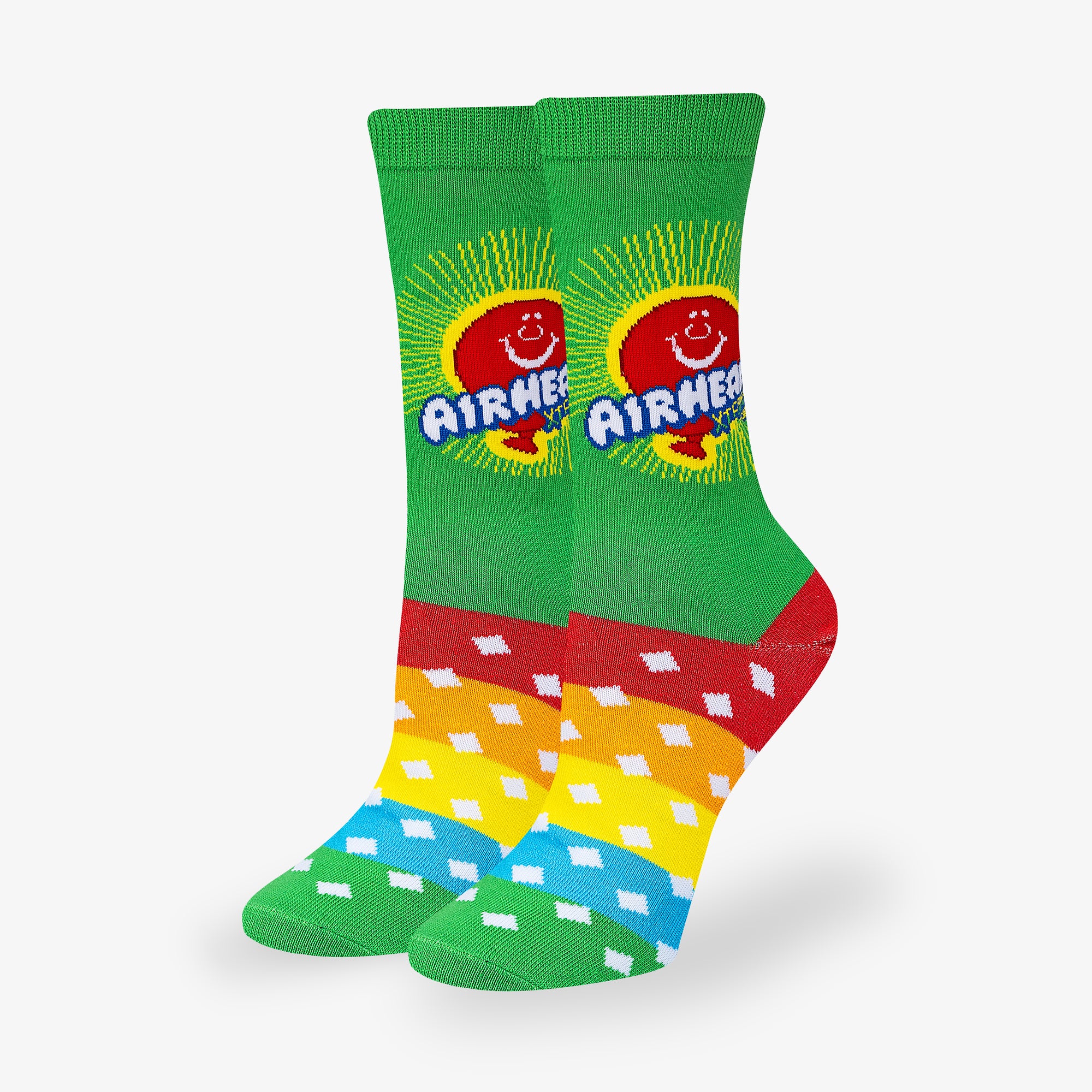 Airheads Xtreme Rainbow Green Women's Crew Socks