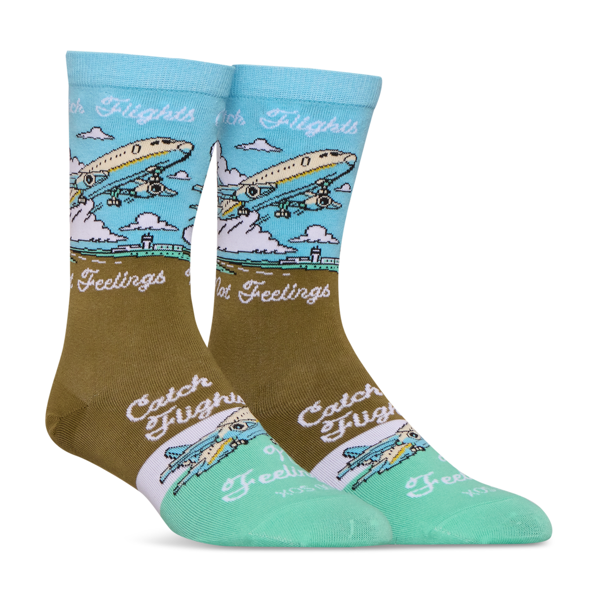 Catch Flights, Not Feelings Crew Socks