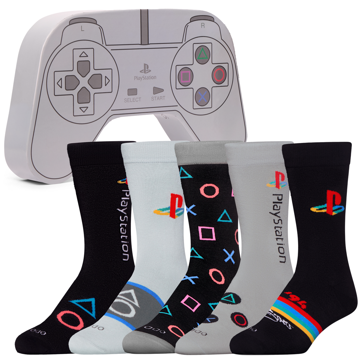 PlayStation Controller 5-Pack Crew Socks Gift Set