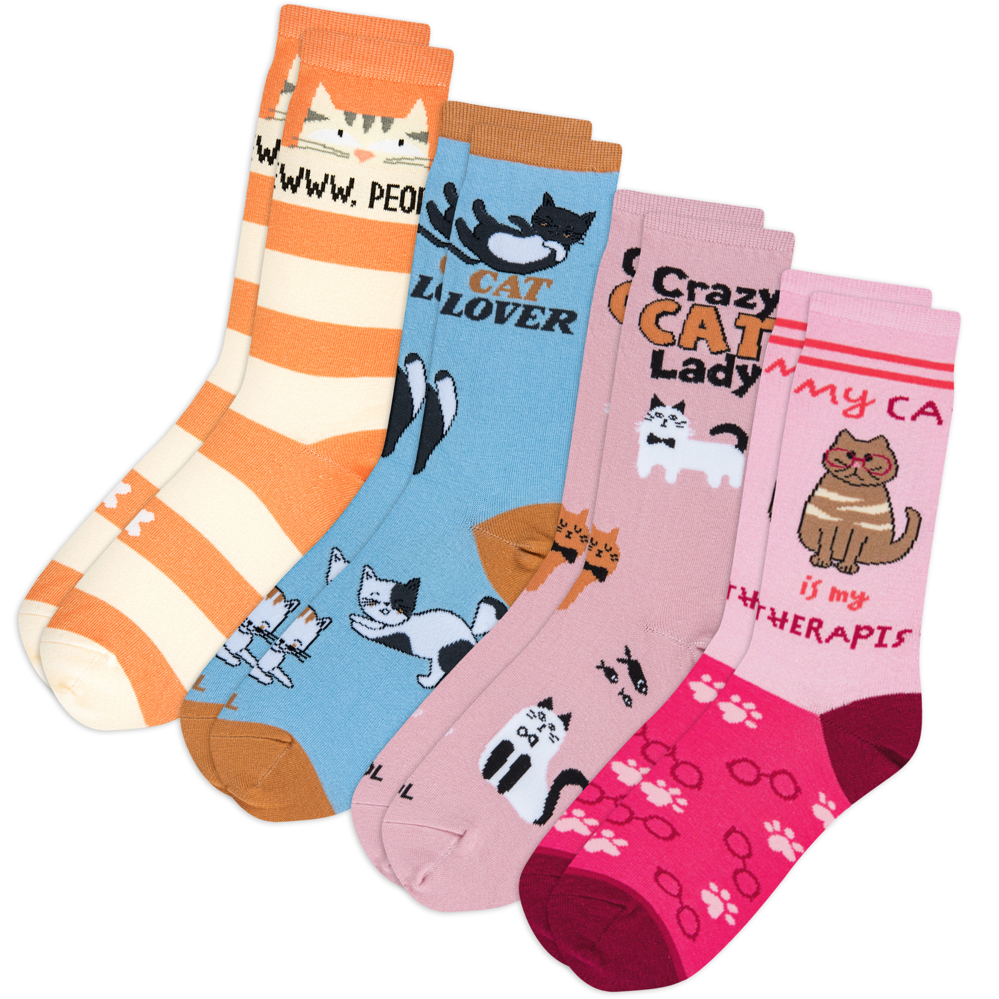 Cat Lovers Women's Crew Socks 4-Pack