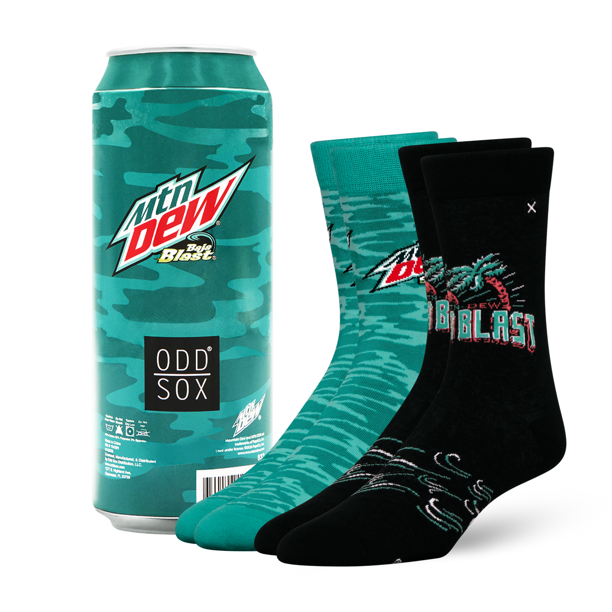 ODDMART Mountain Dew Baja Blast Crew Socks 2-Pack
