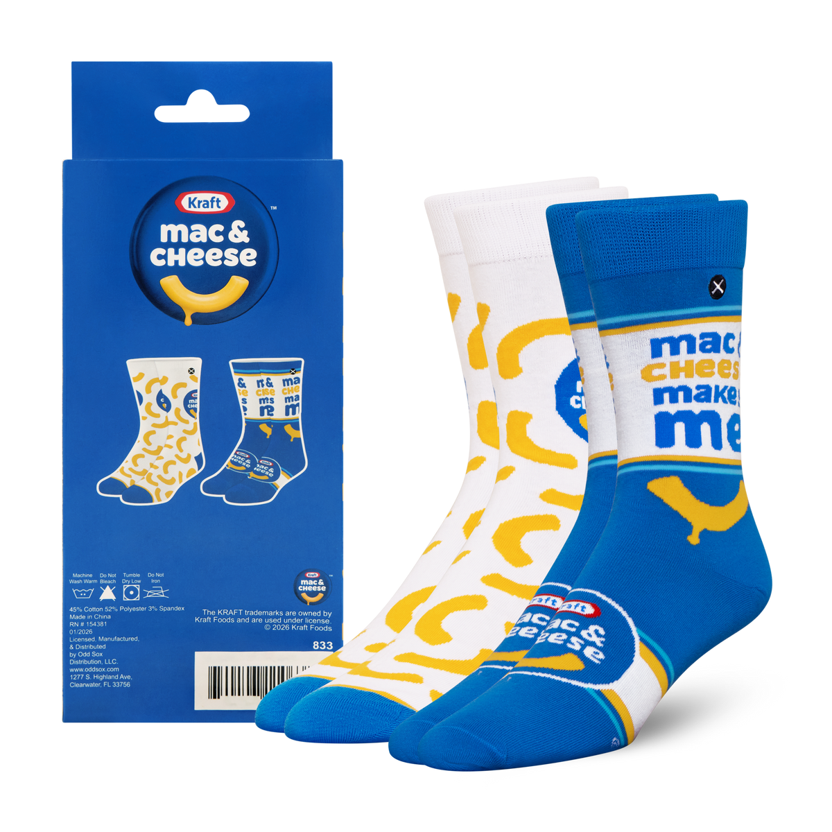 ODDMART Kraft Mac & Cheese Crew Socks 2-Pack