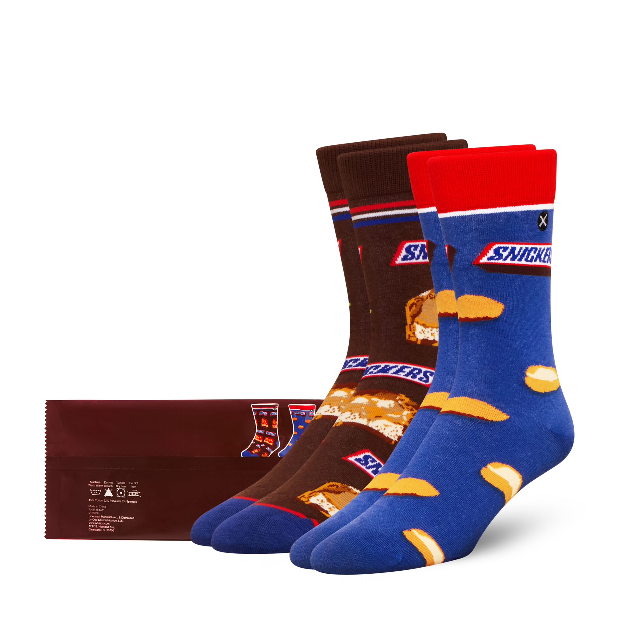 ODDMART Snickers Crew Socks 2-Pack