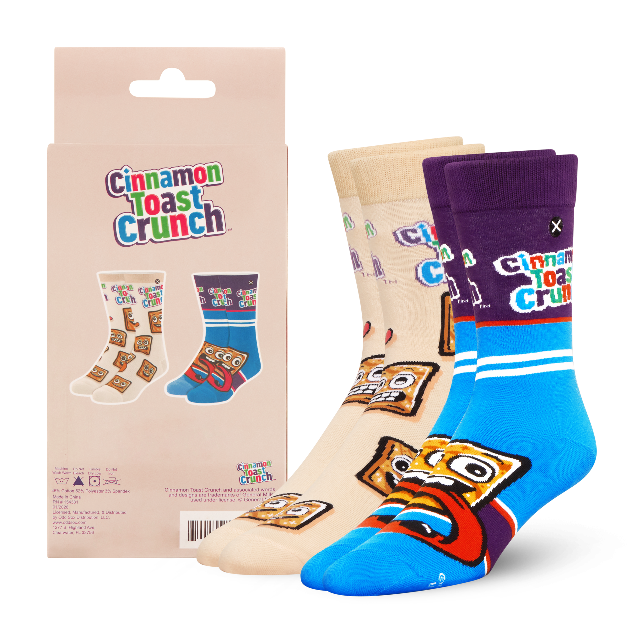 ODDMART Cinnamon Toast Crunch Crew Socks 2-Pack