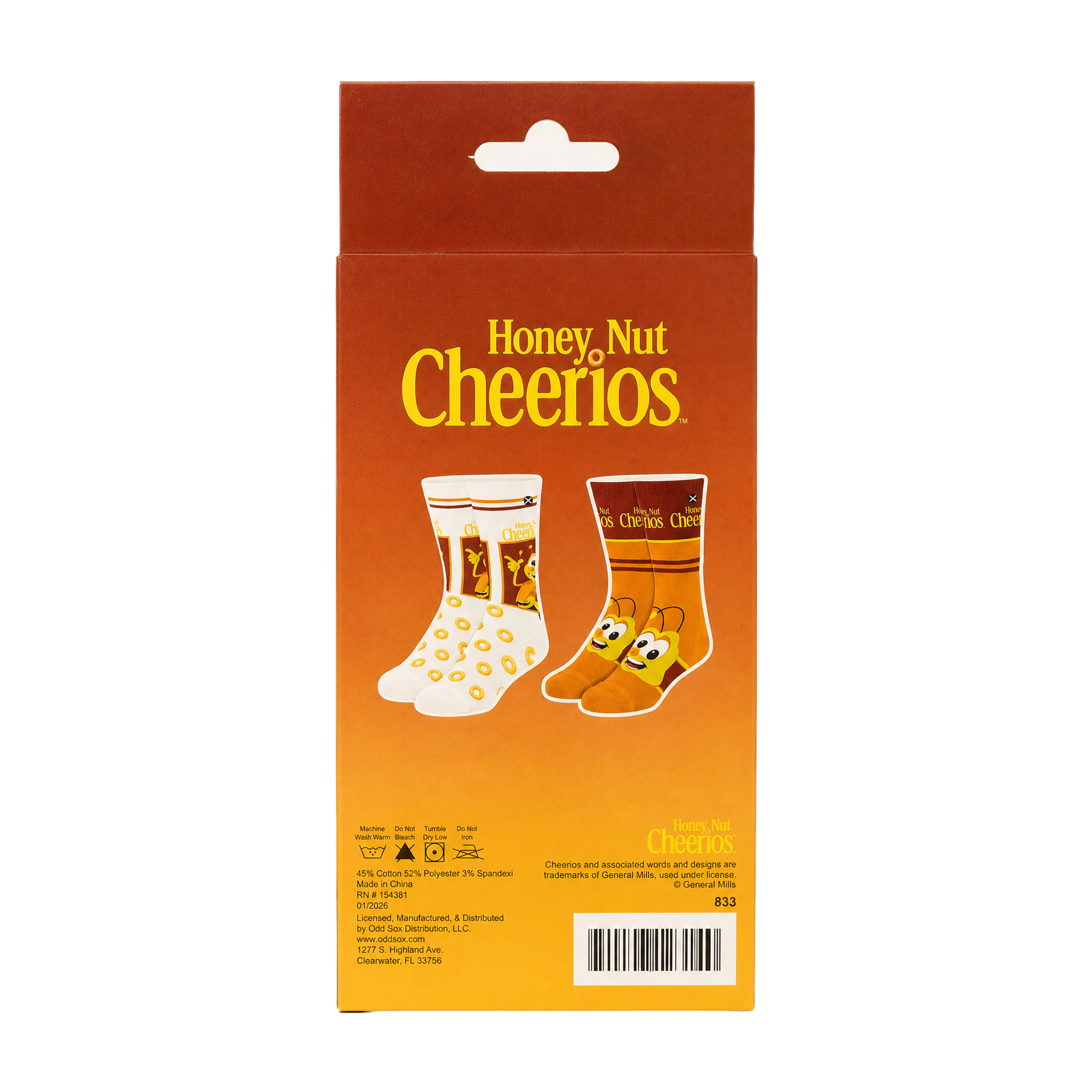 ODDMART Honey Nut Cheerios Crew Socks 2-Pack
